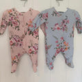 Baby Girl First Size 3.4 kg Next Set 2 Pink Blue Floral Babygrows (17 01)
