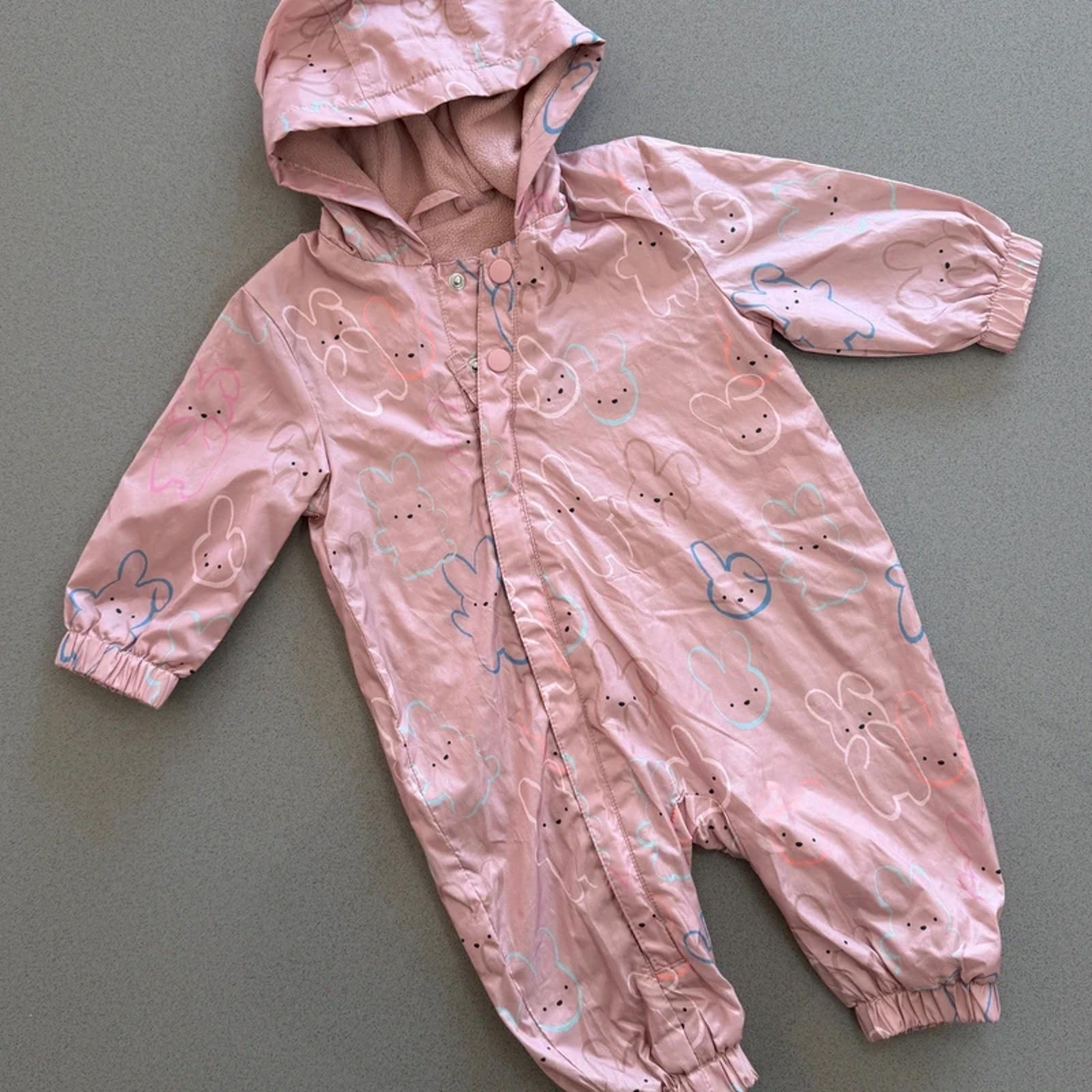 Baby Girl 3-6 months Marks and Spencer Pink Fleece Lined Puddle Suit (29 17)