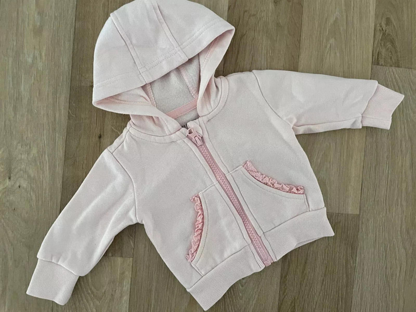 Baby Girl 0-3 months Primark Pink Full Zip Hoodie with Ruffles (42 35)