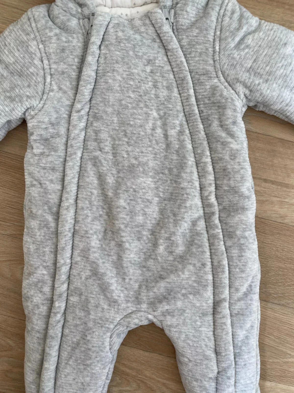 Baby Boy Girl Unisex 3-6 months George Soft Grey Marl Hooded Snowsuit (46 08 48)
