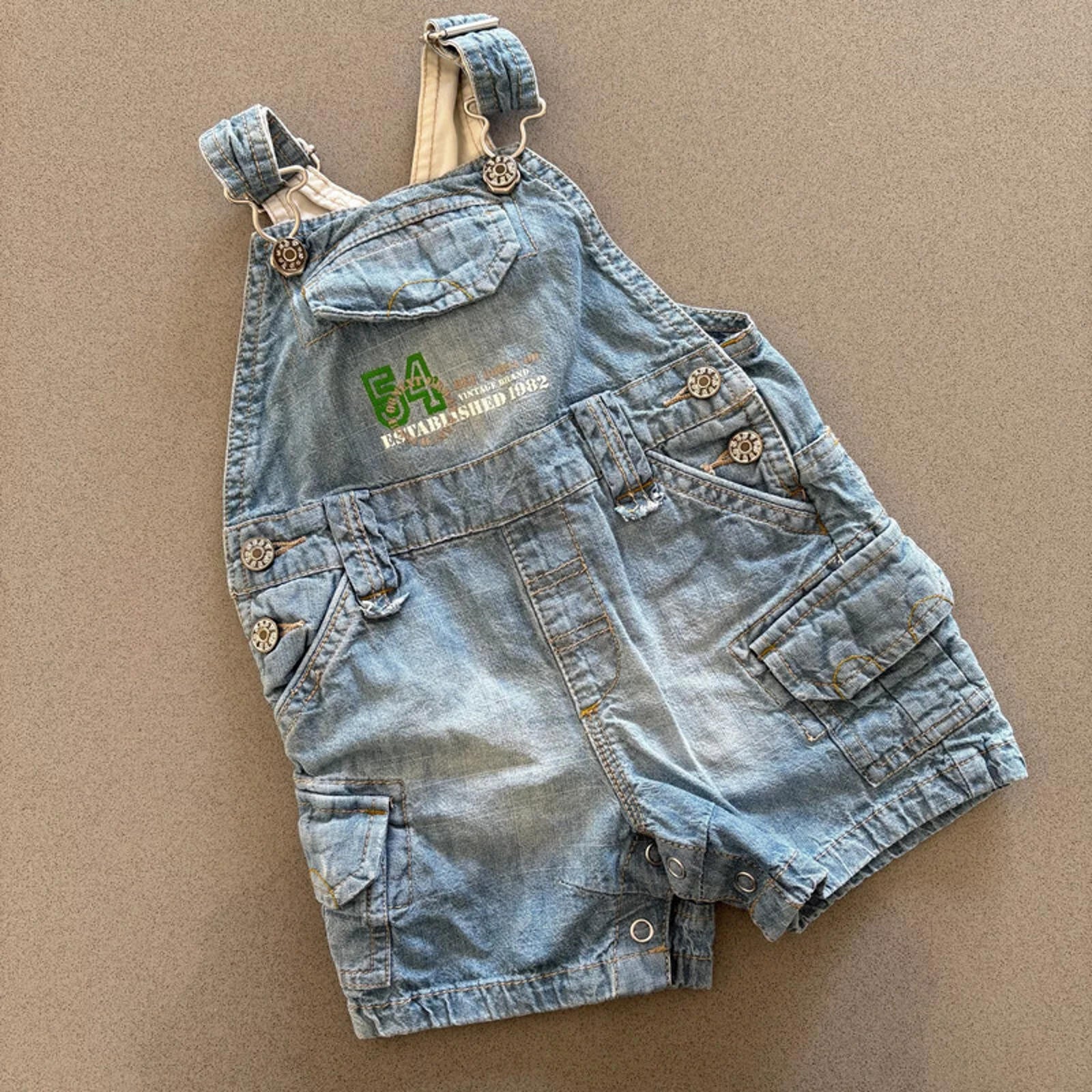 Baby Boy 3-6 months NEXT Faded Blue Denim Short Summer Dungarees (43 18)