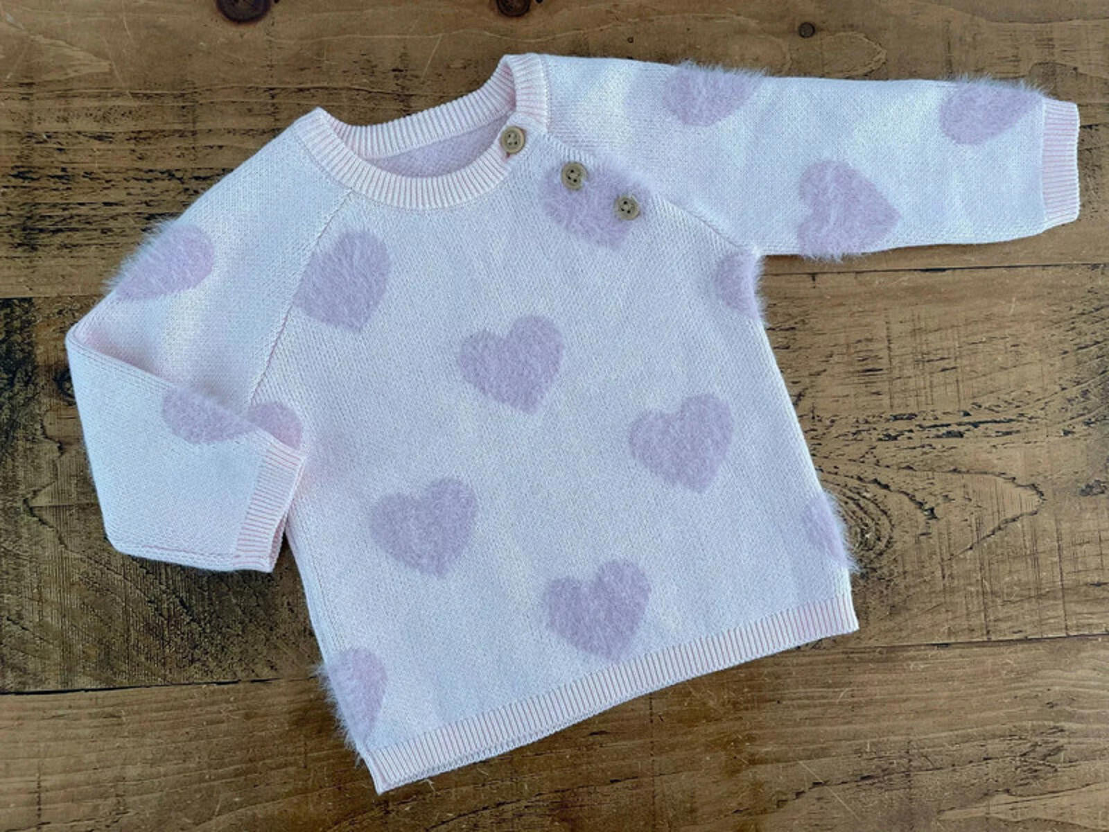 Baby Girl 0-3 months George Unworn Pink Heart Jumper Sweater (40 25))