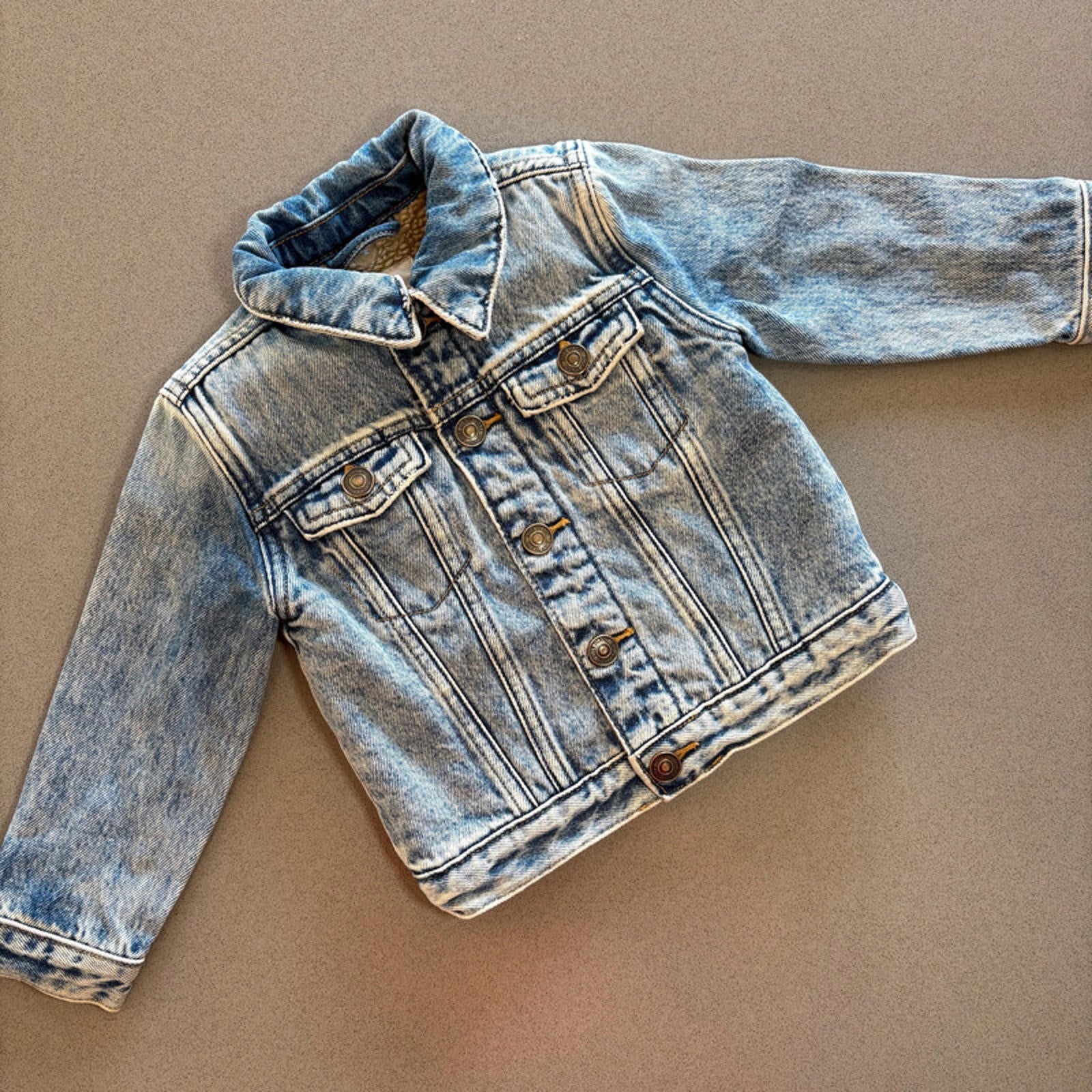 Baby Boy Girl  12-18 Months River Island Denim Jacket Borg Style Lining (15 28)