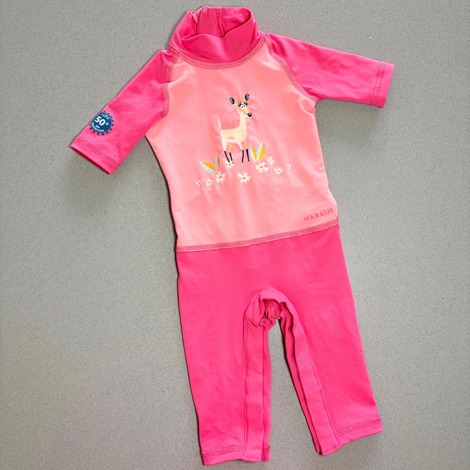 Baby Girl 6 months Nabaiji Pink Deer One Piece Swimming Suit UPF 50+ (54 32)
