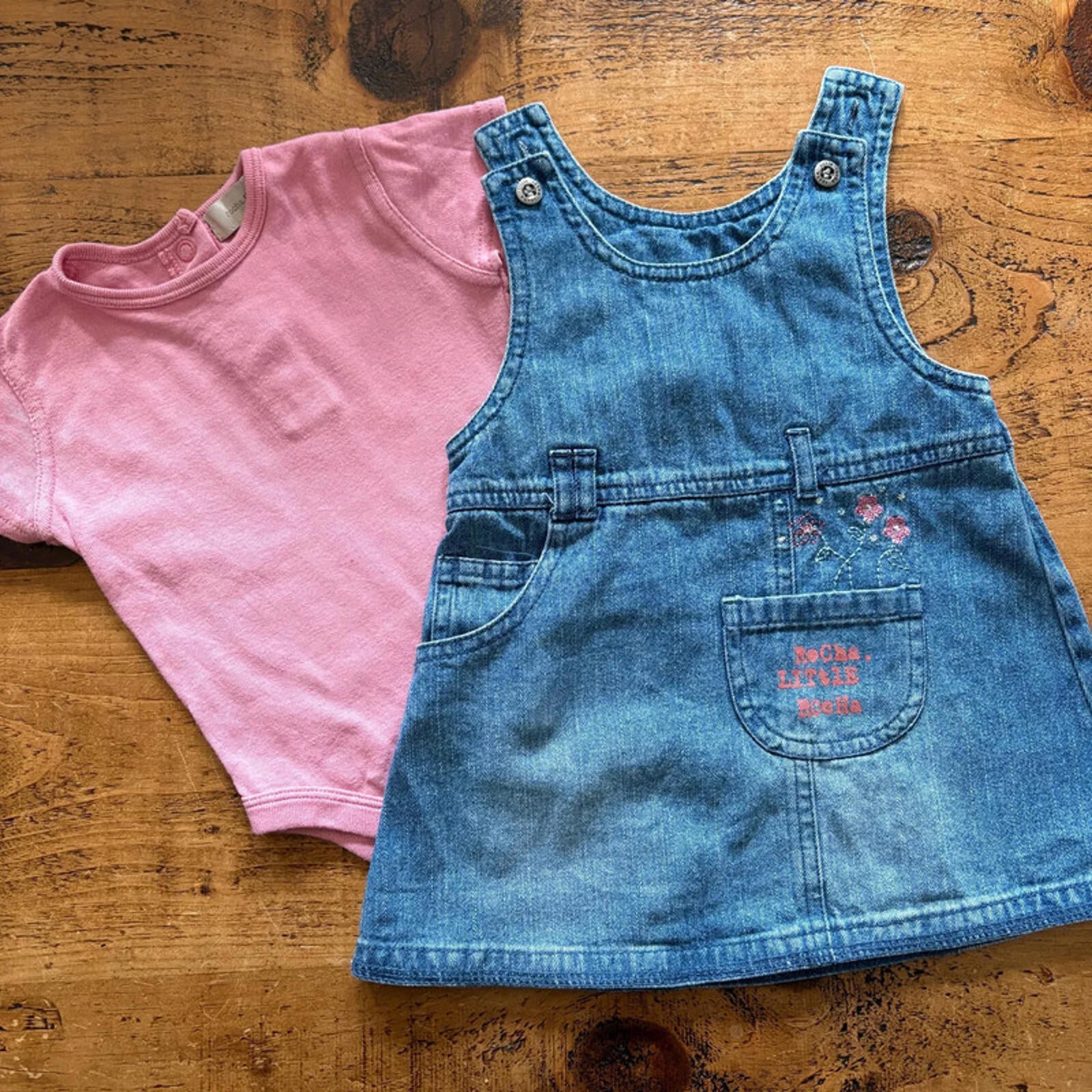 Baby Girl 3-6 months Rocha Little Rocha Blue Denim  Pinafore Dress (28 08)