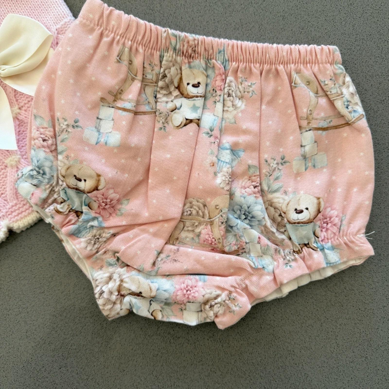 Baby Girl 12 months Pink Cream Spanish Style Set with Bows (58 11)