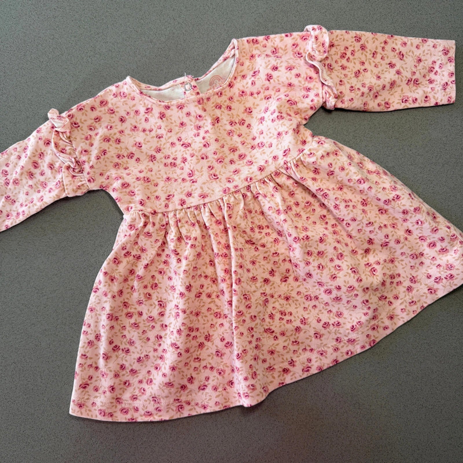 Baby Girl 0-3 months Next Pink Rose Long Sleeve Dress (27 25)