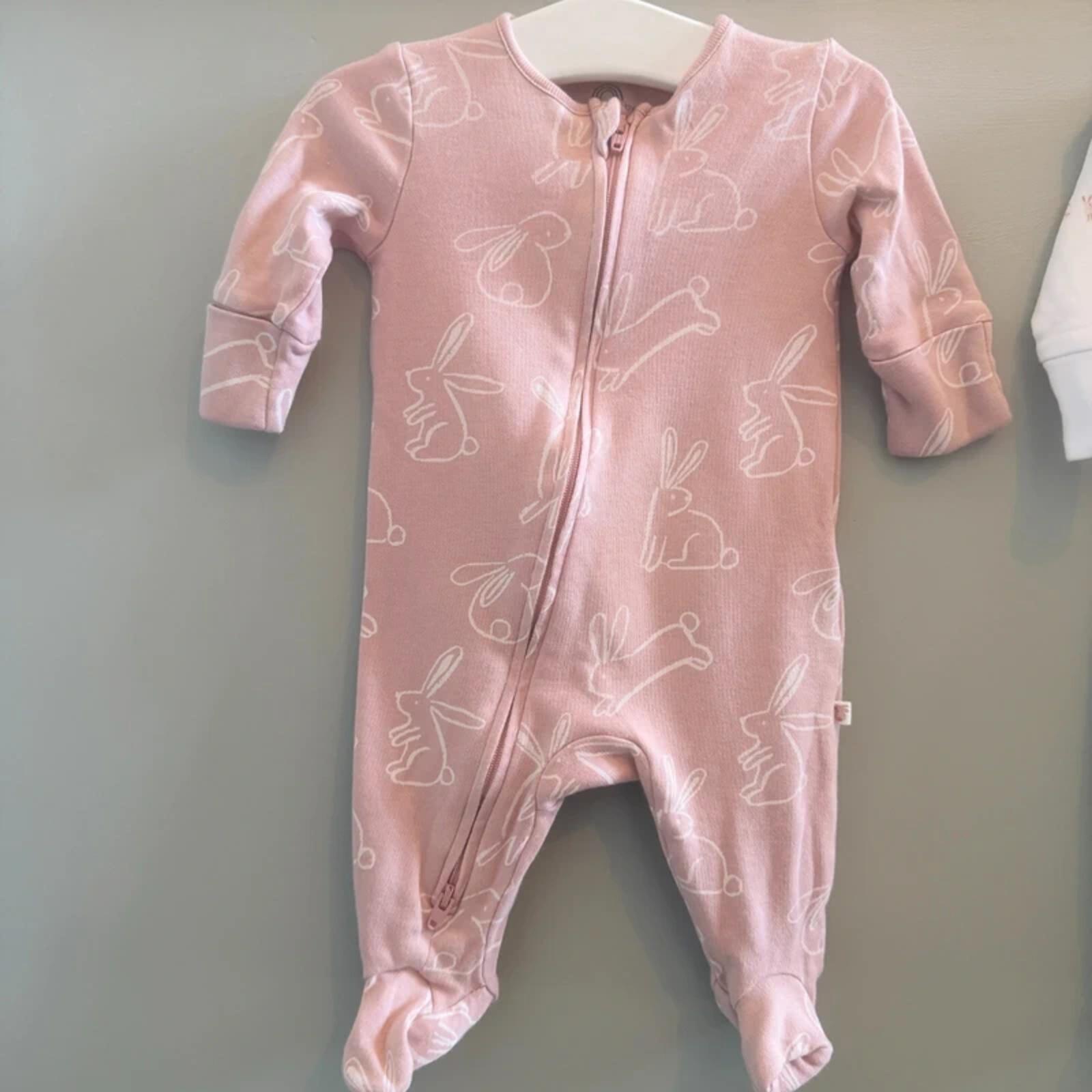 Baby Girl 1 month 4.5 kg Next Set 3 Pink White Bunny Zip Up Babygrows (16 03)
