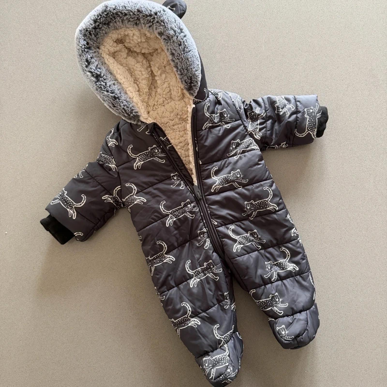Baby Boy First Size 4.1 kg George Black Faux Fur Trim Snow Suit (35 14)