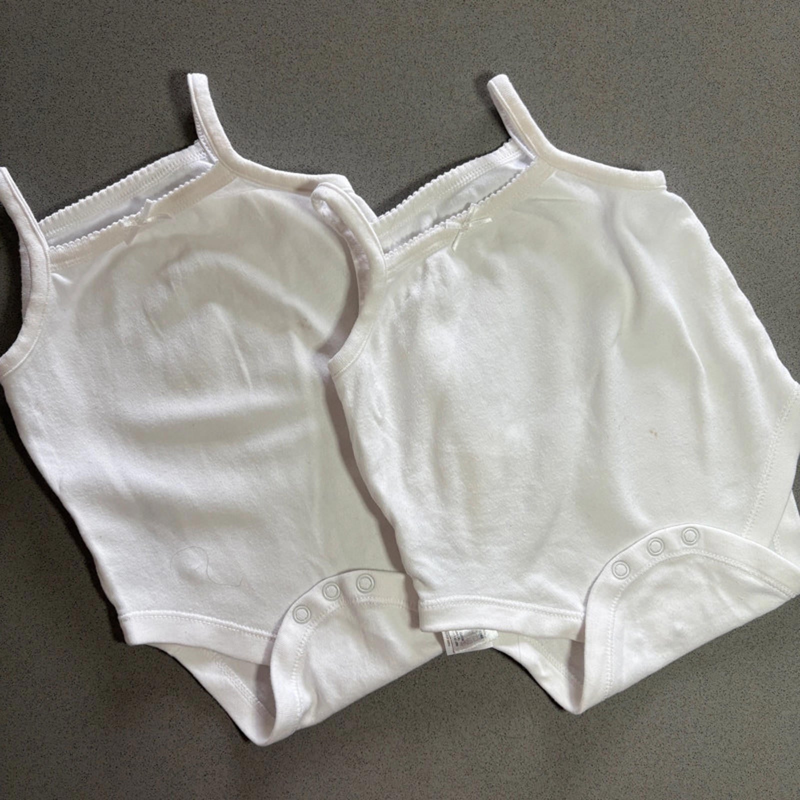Baby Girl 6-9 months Primark 2 Strappy White Sleeveless Bodysuits (42 19)