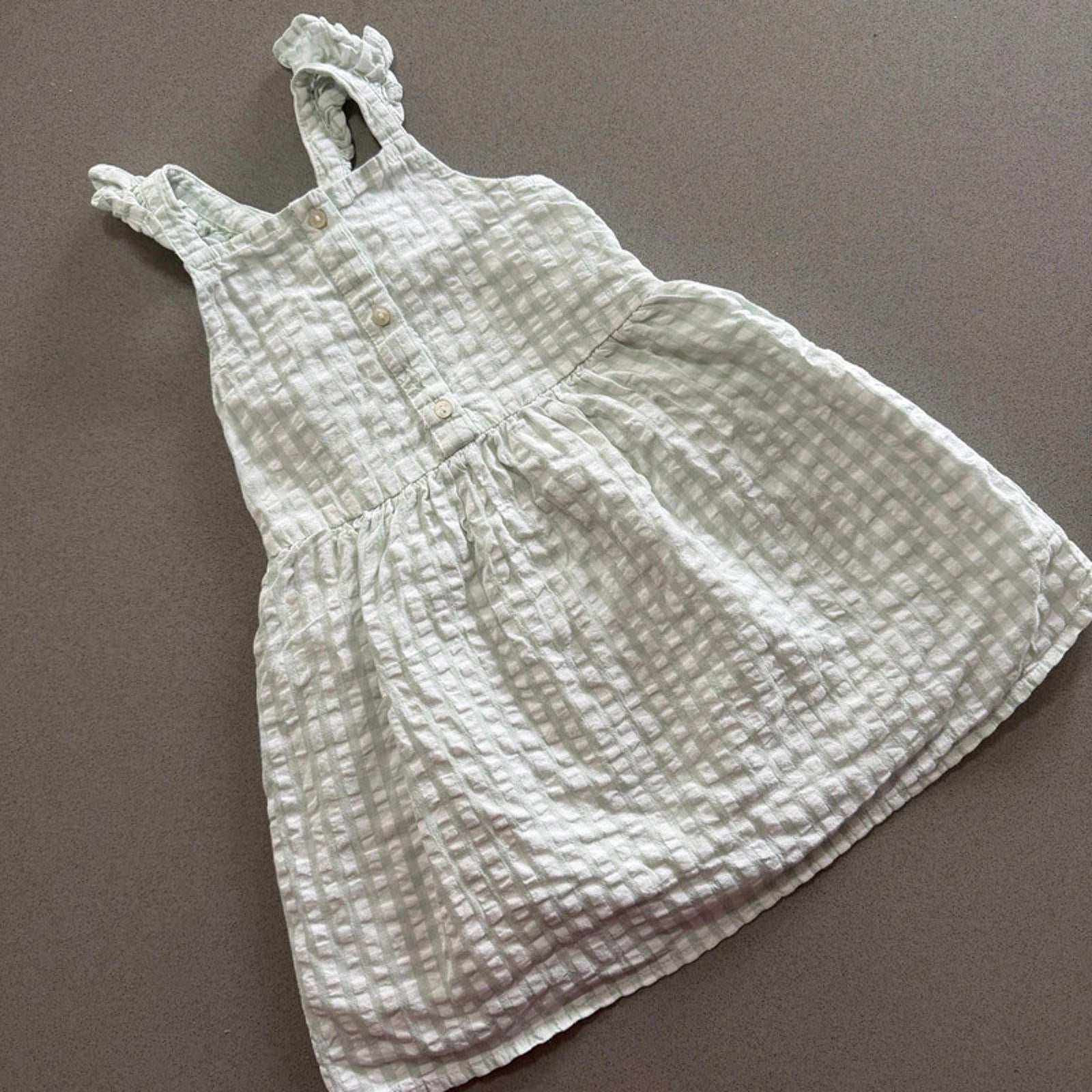 Baby Girl 18-24 months Primark Green Check Seersucker Dress (24 32)