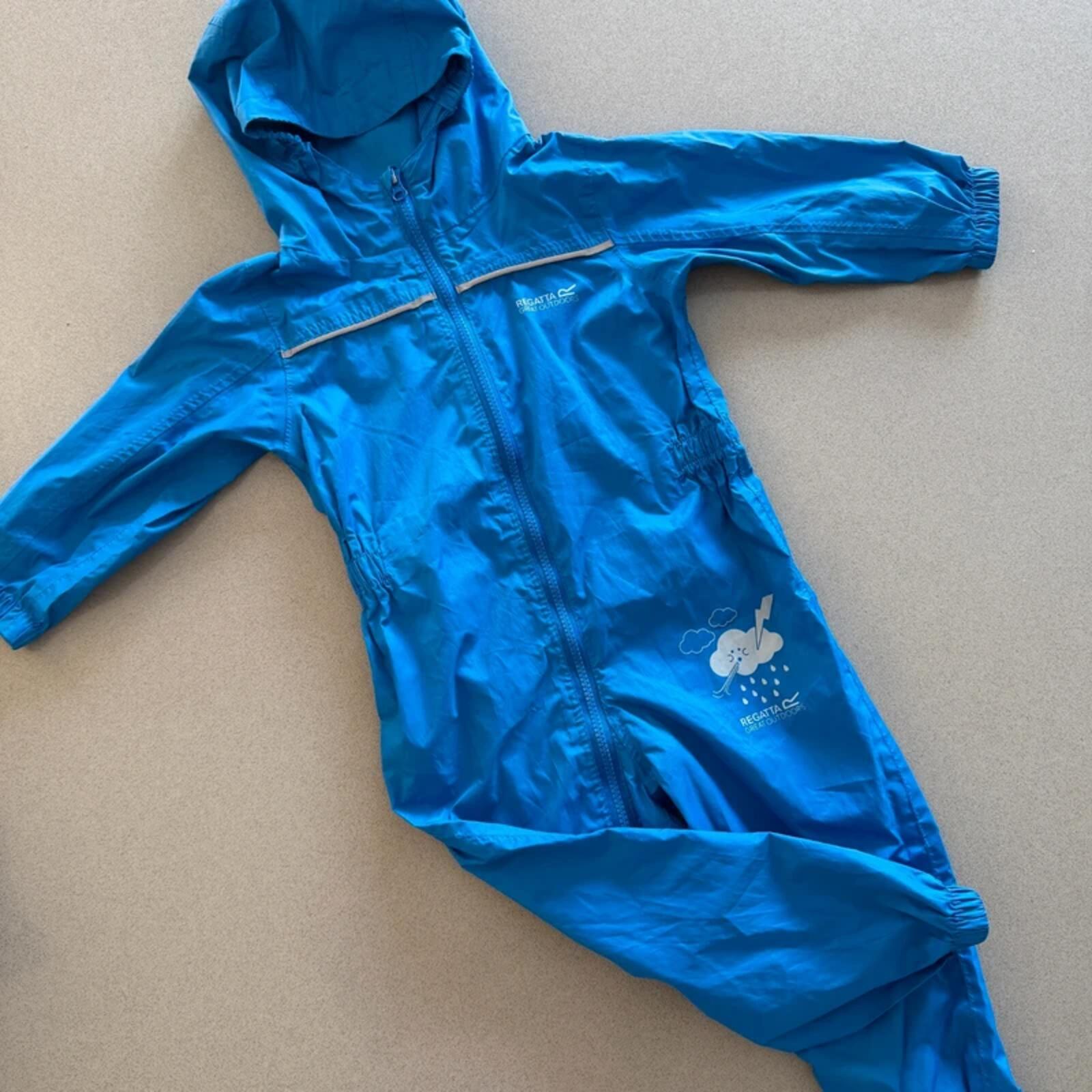 Boy age 2-3 years Regatta Blue Full Zip Waterproof Puddle Suit (42 16)