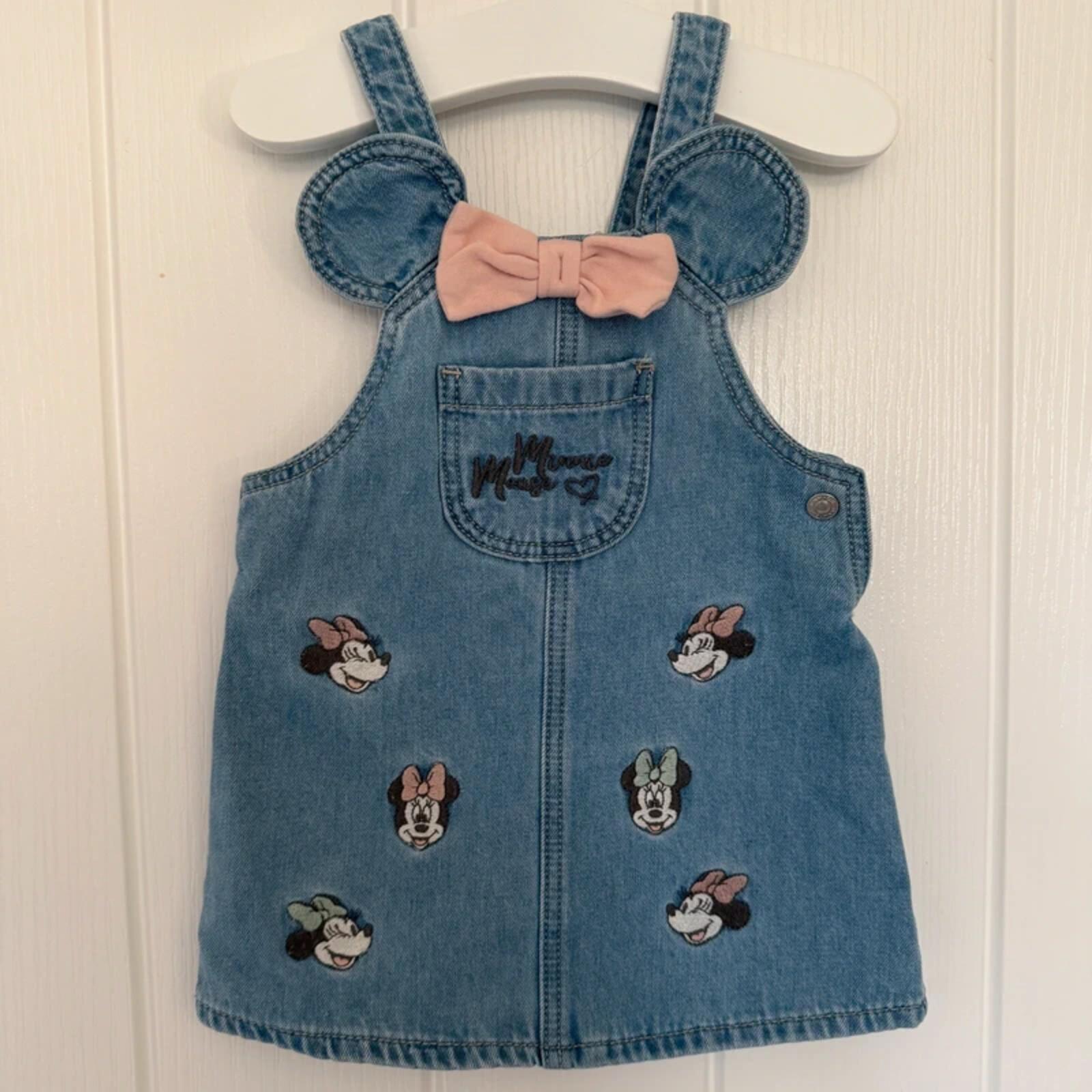 Baby Girl 3-6 months Disney Minnie Mouse Denim Pinafore Dress (58 15)