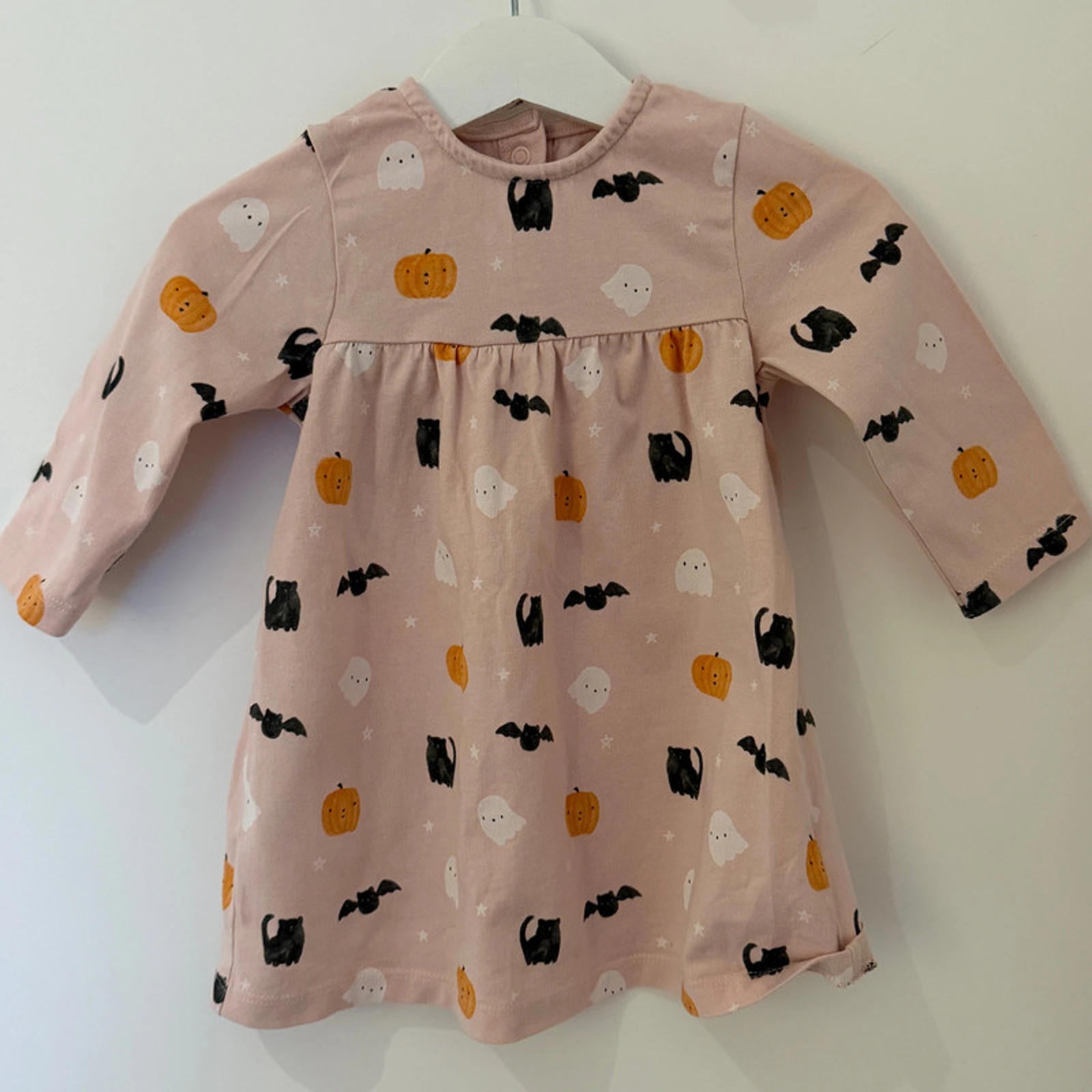 Baby Girl 6-9 months George Pink Halloween Themed Long Sleeve Dress (56 07)