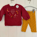 Baby Girl 0-3 months F&F 2 Piece Love Grows Here Outfit BNWT (54 21)