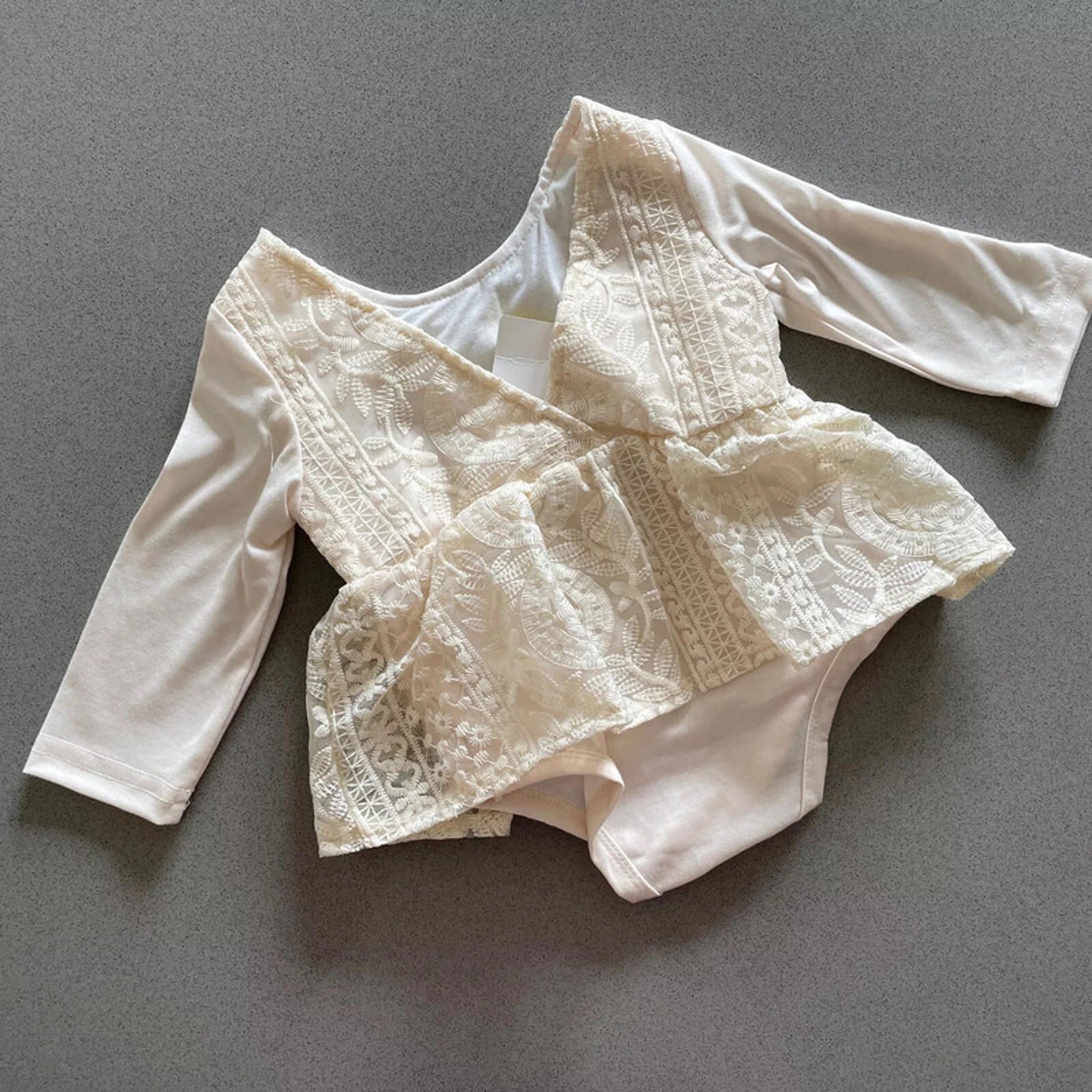 Baby Girl 3-6 months Shein Cream Long Sleeve Embroidered Smart Top Blouse BNWT