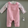 Baby Girl 0-3 months Dunnes Pink Heart Quilted Dungaree Set BNWT (33 09)
