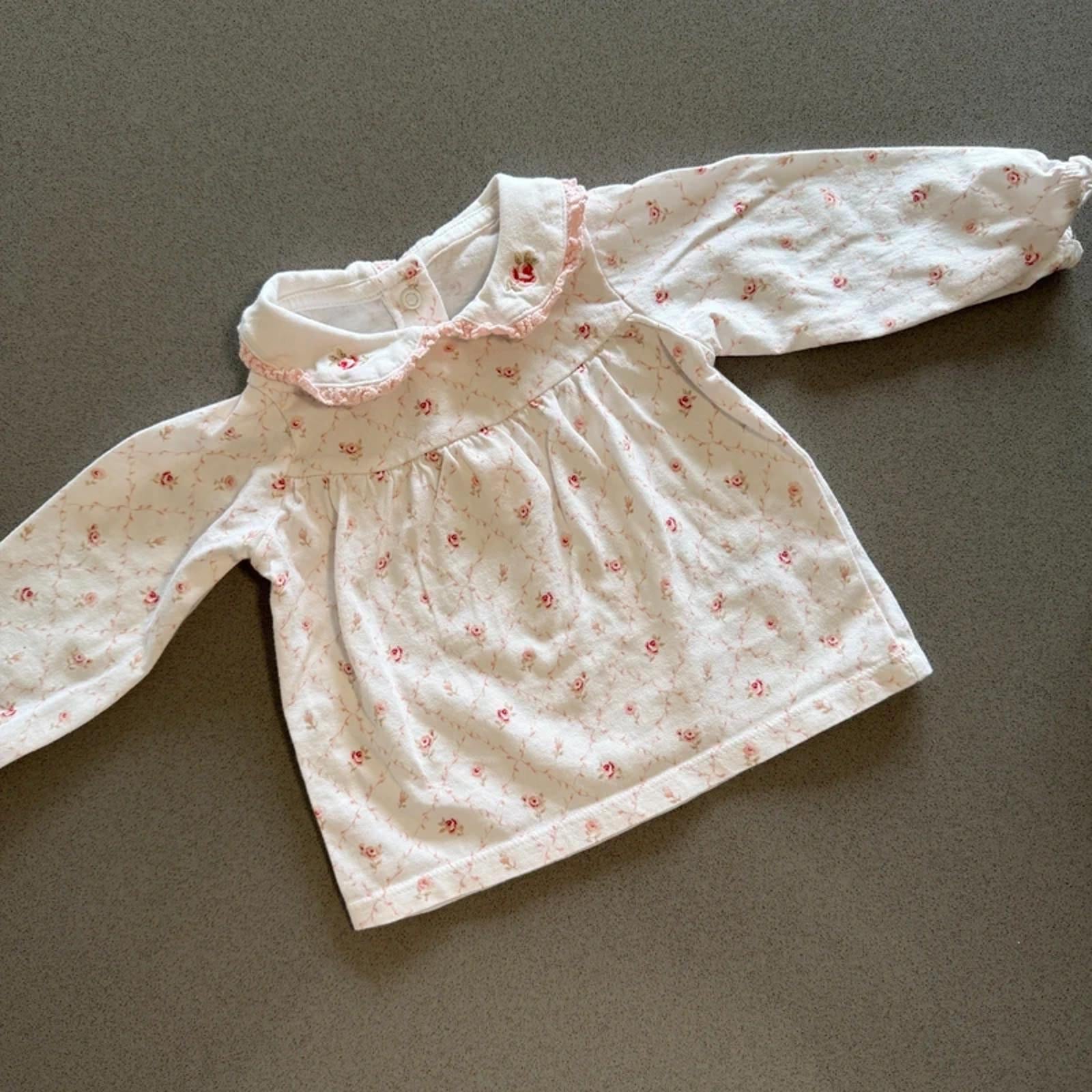 Baby Girl 3-6 months Nutmeg White Floral Long Sleeve Tunic Top (52 02)