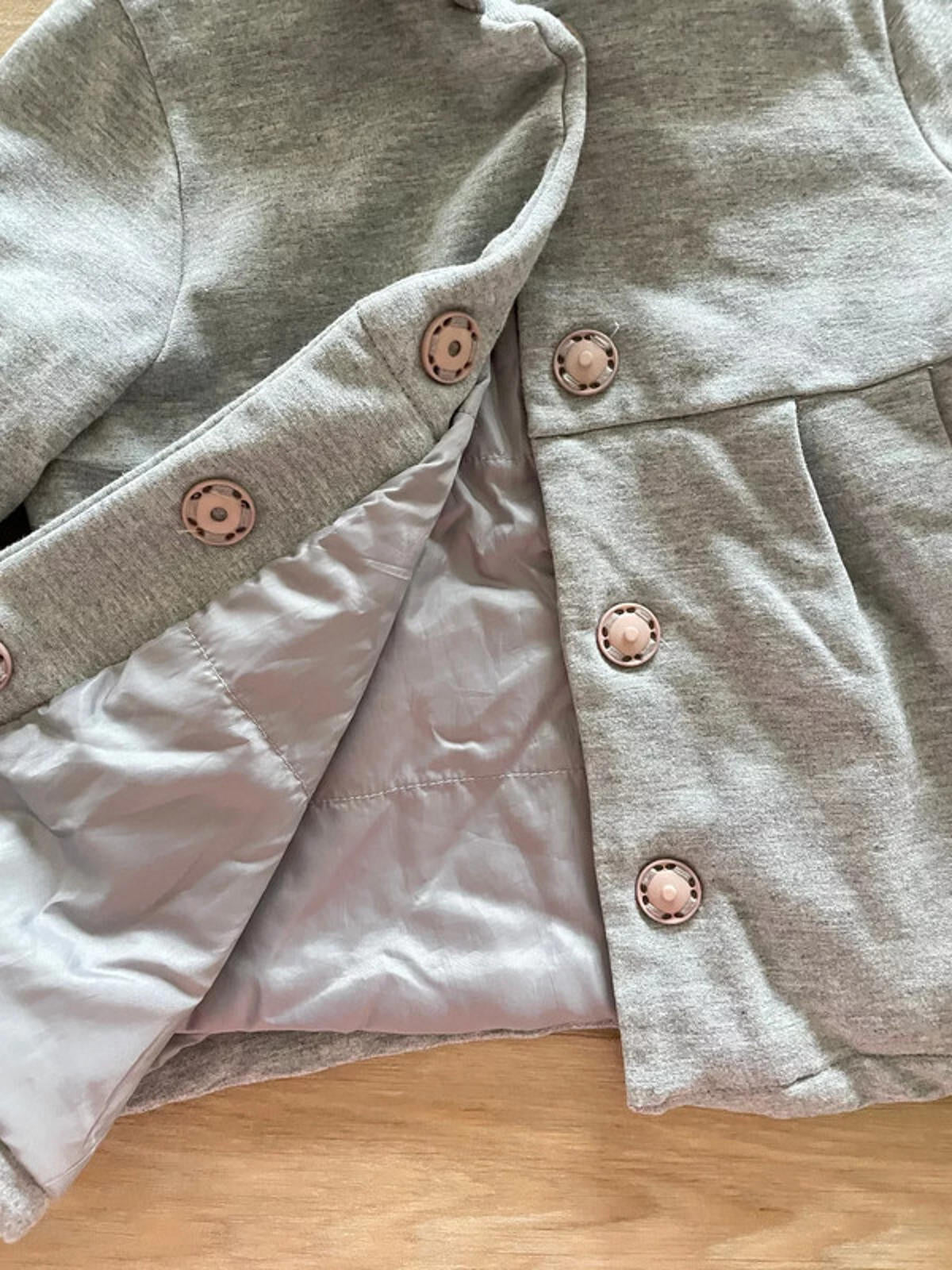 Baby Girl 9-12 months Benetton Grey Jacket Coat with Peter Pan Collar (16 19)