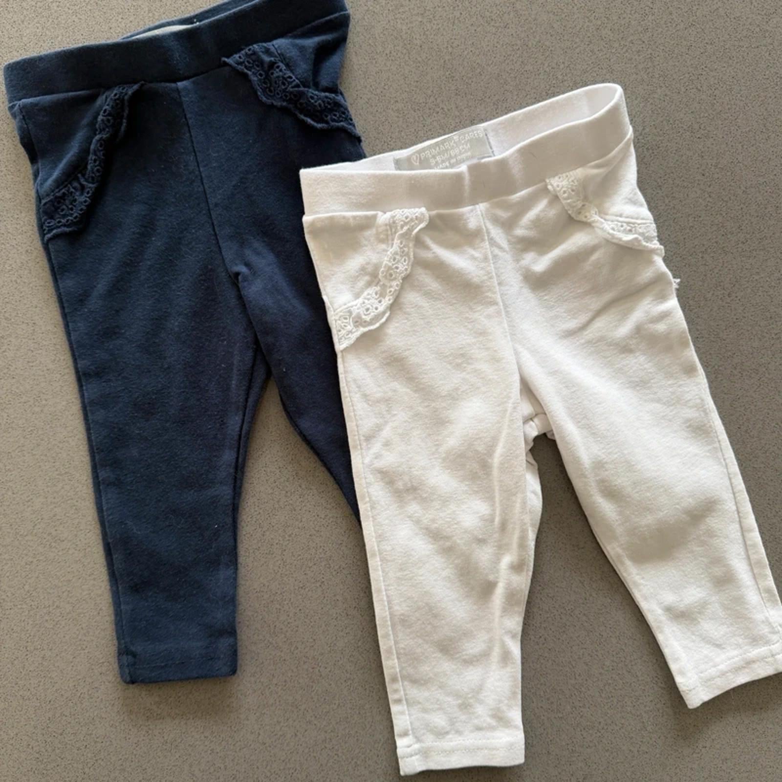 Baby Girl 3-6 months Primark Set 2 pairs Leggings with Lace Detail (48 03)
