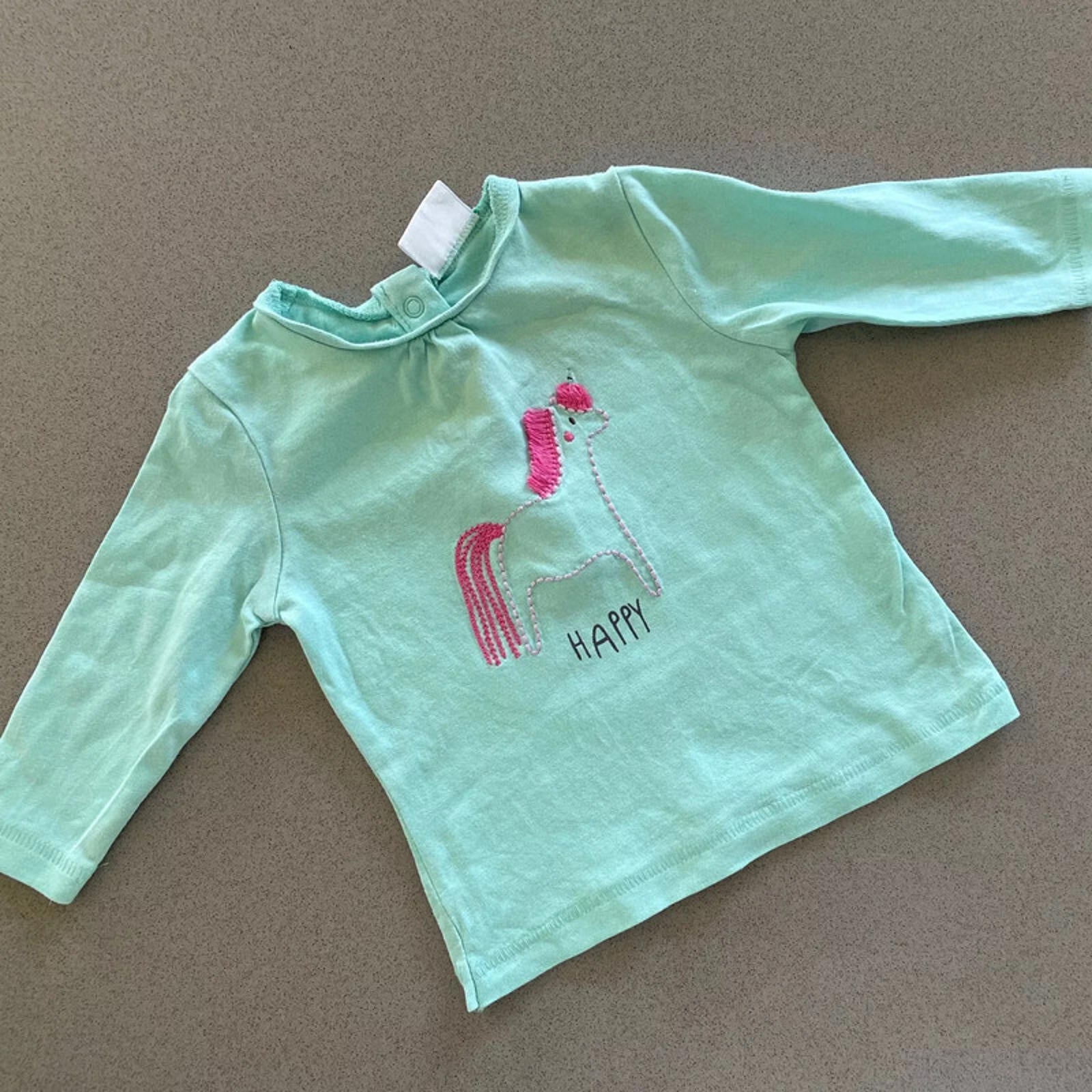 Baby Girl 0-3 months NEXT Turquoise Unicorn Long Sleeve Casual Top  (36 24)