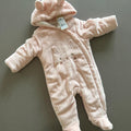 Baby Girl 3-6 months Mothercare Pink Furry Bunny Hooded Snowsuit BNWT (38 28)