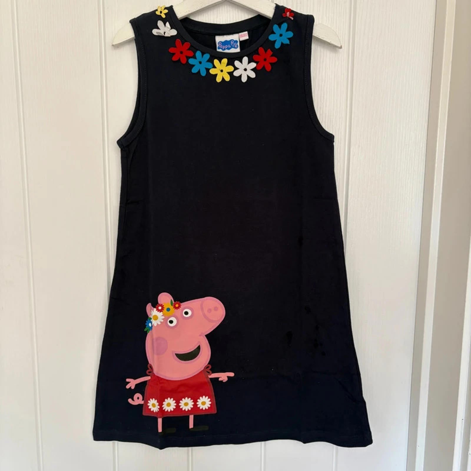 Girl age 6-7 years Peppa Pig Blue Sleeveless Jersey Cotton Dress New (34 03)