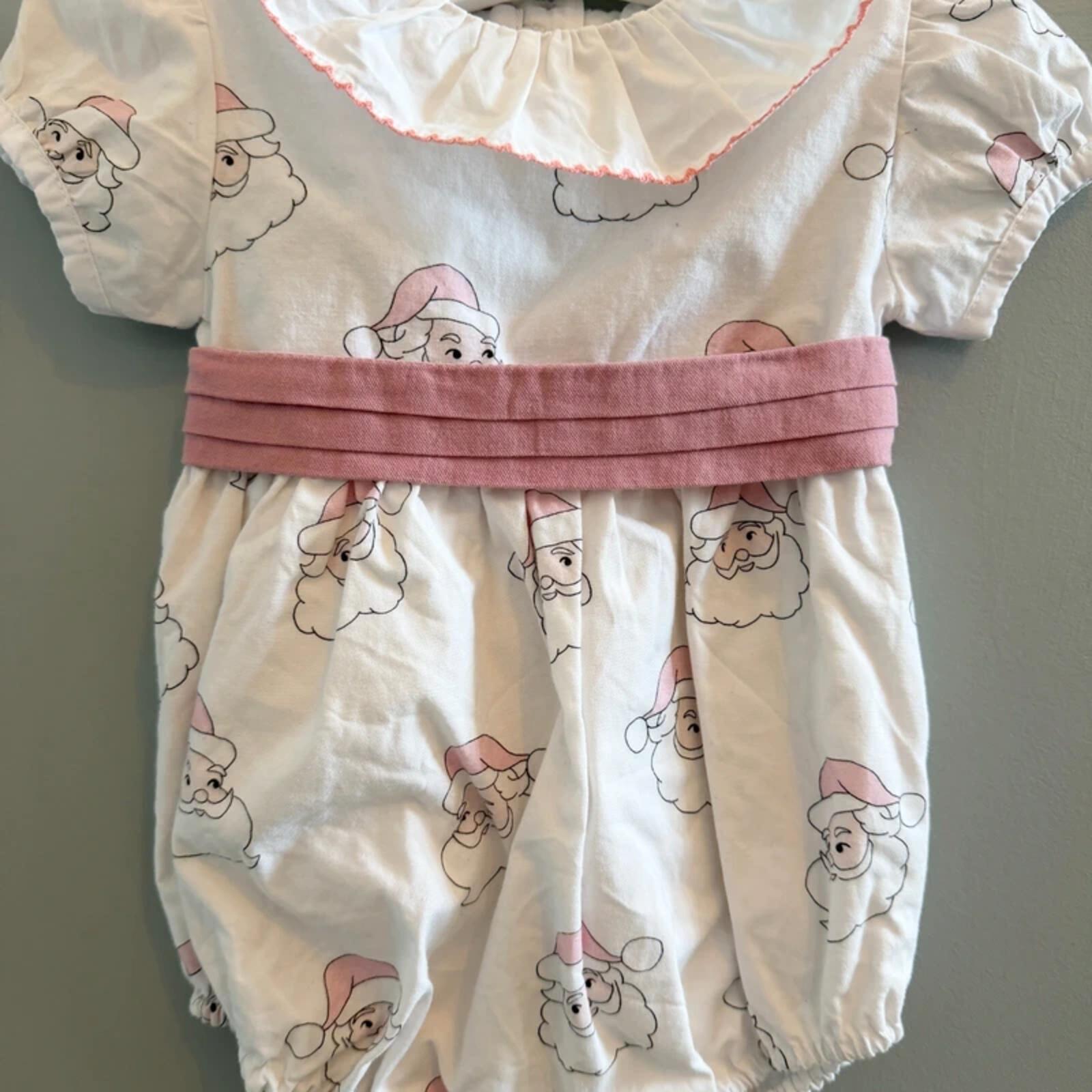 Baby Girl 9 months Sal & Pimenta White Pink Christmas Collared Romper (27 21)