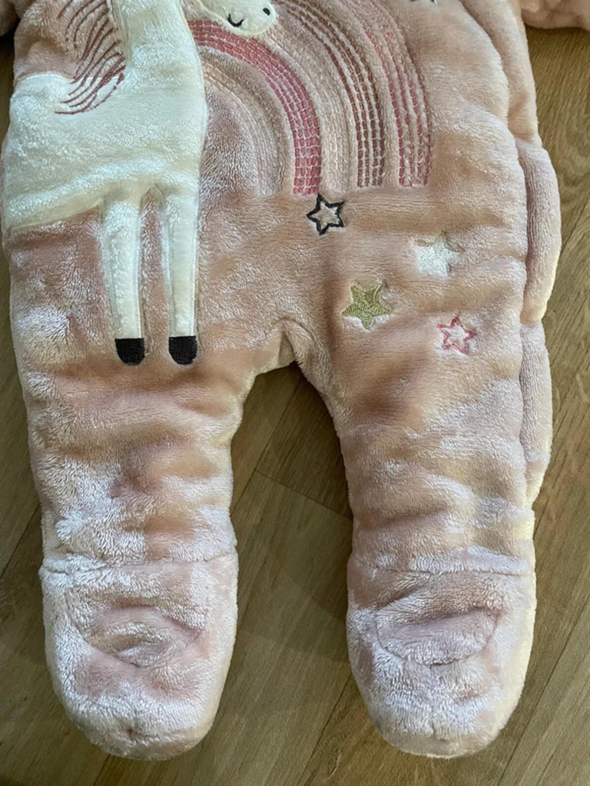 Baby Girl 1 month 4.5kg F&F Blush Pink Plush Unicorn Snowsuit (20 10 53)