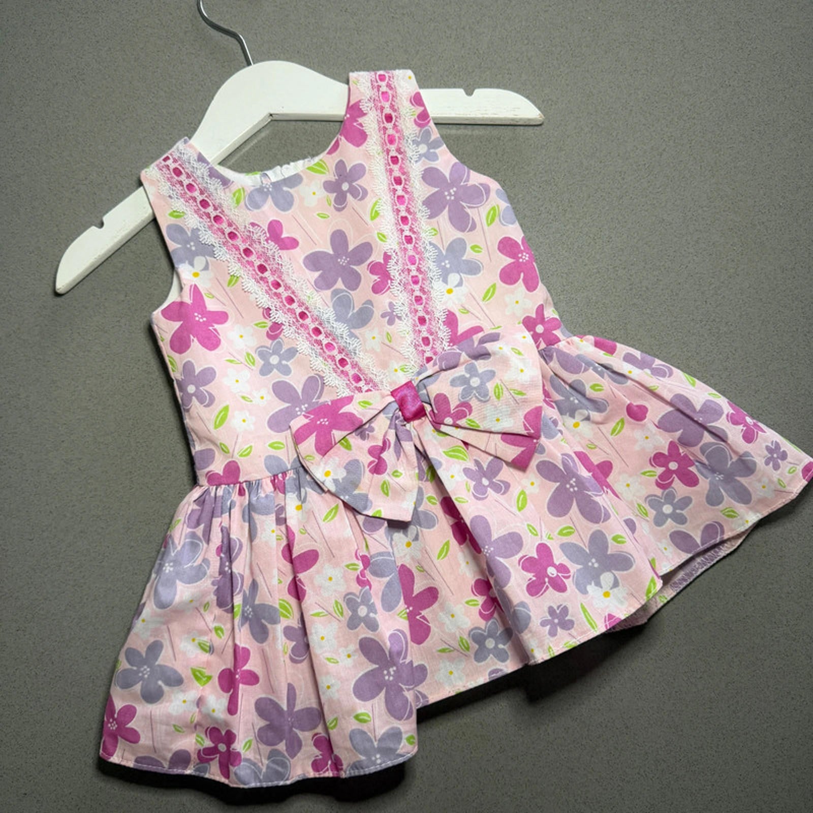 Baby Girl 3-6 months Pink Lilac Floral Sleeveless Dress with Bow (62 19)