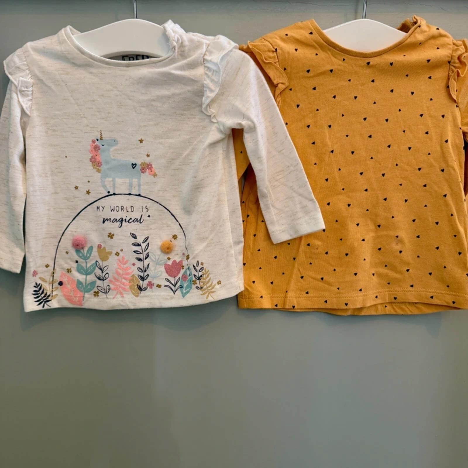 Baby Girl 3-6 months F&F Set 2 Long Sleeve Tops with Ruffles (26 09)
