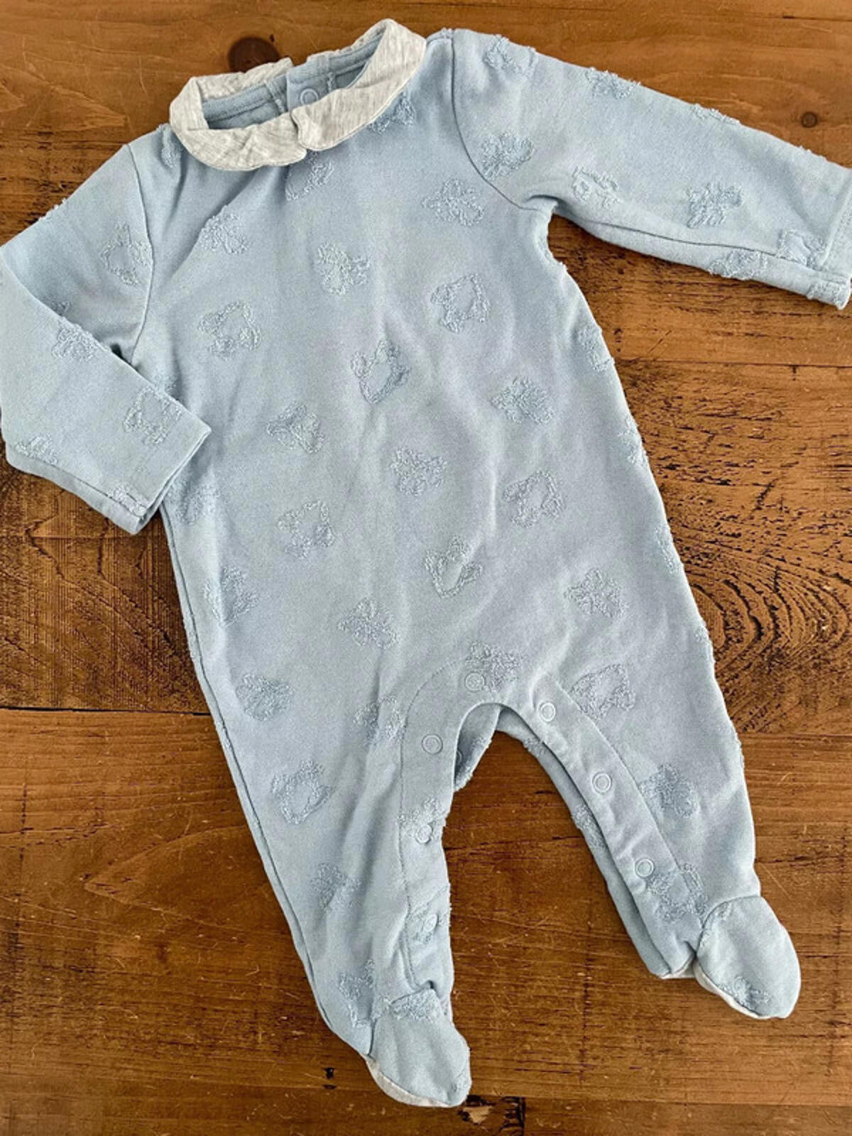 Baby Boy 0-3 months Angel & Rocket Blue Grey Babygrow (31 28)