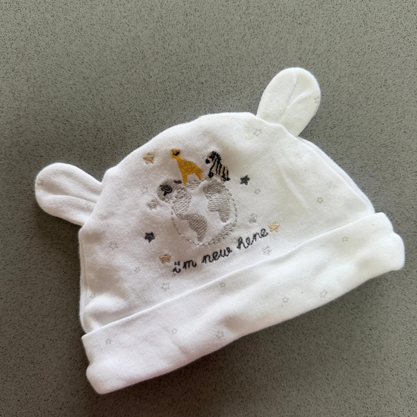Baby Boy Girl Unisex First Size 3.4 kg Next White Embroidered Beanie Hat (38 15)