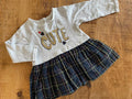Baby Girl 6-9 months Cool Club Cute Grey Blue Checked  Dress Glitter (48 25)