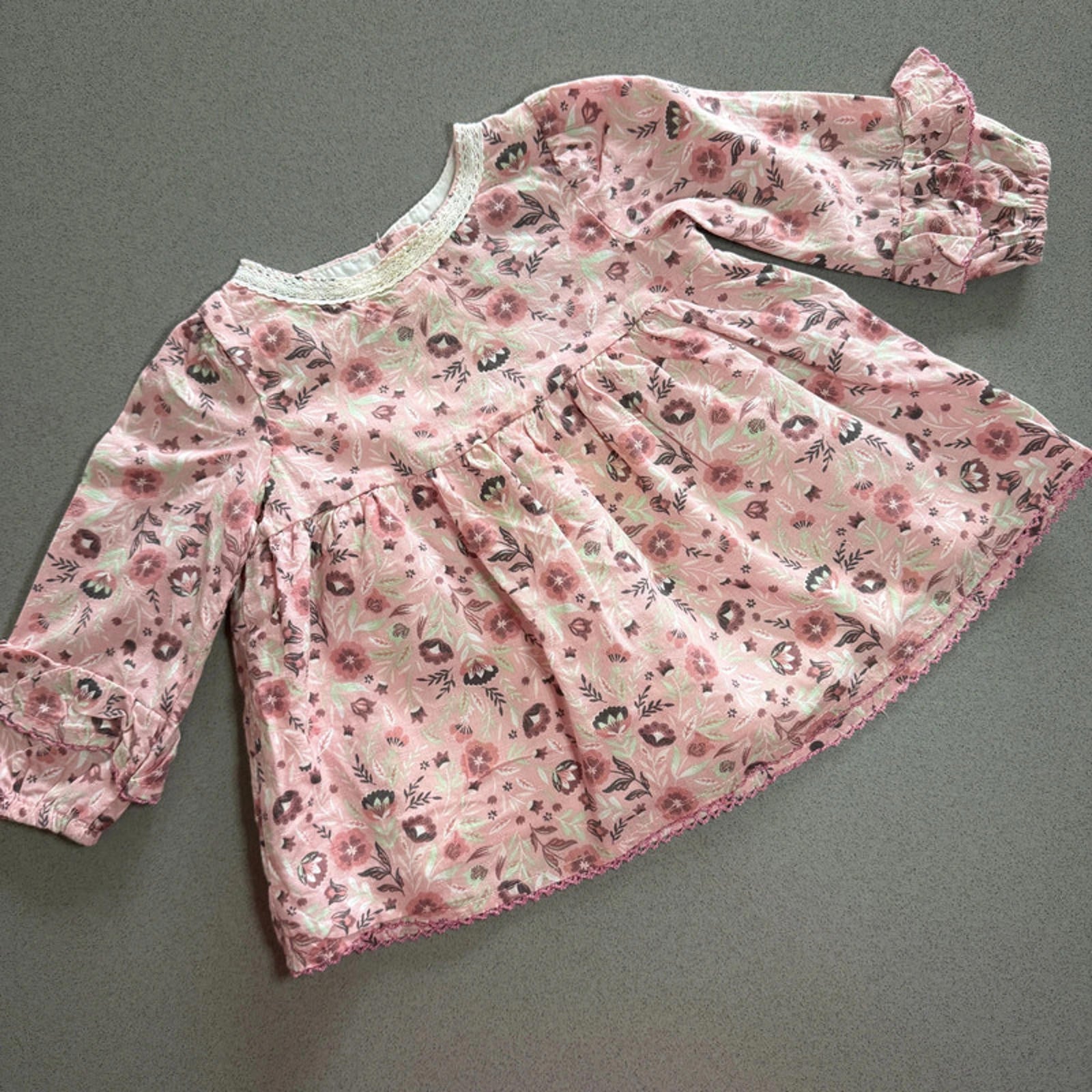 Baby Girl 3-6 months Cynthia Rowley Pink Floral Long Sleeve Short Dress (16 27)