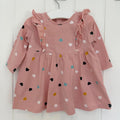 Baby Girl 3-6 months Matalan Pink Long Sleeve Heart Dress with Ruffles (59 06)