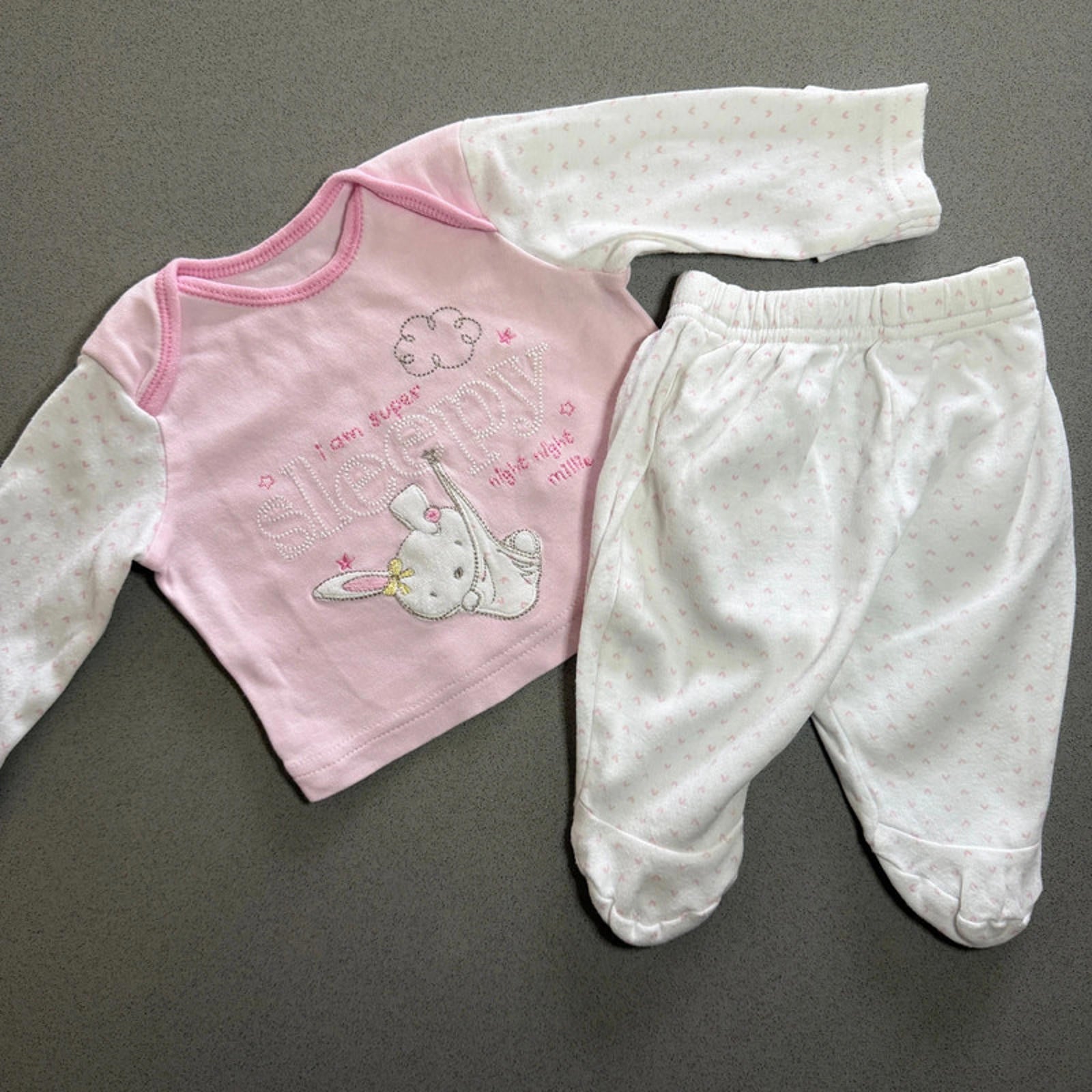 Baby Girl First Size 4.1 kg George 2 Piece Sleepy Pajama Outfit Footed (56a)
