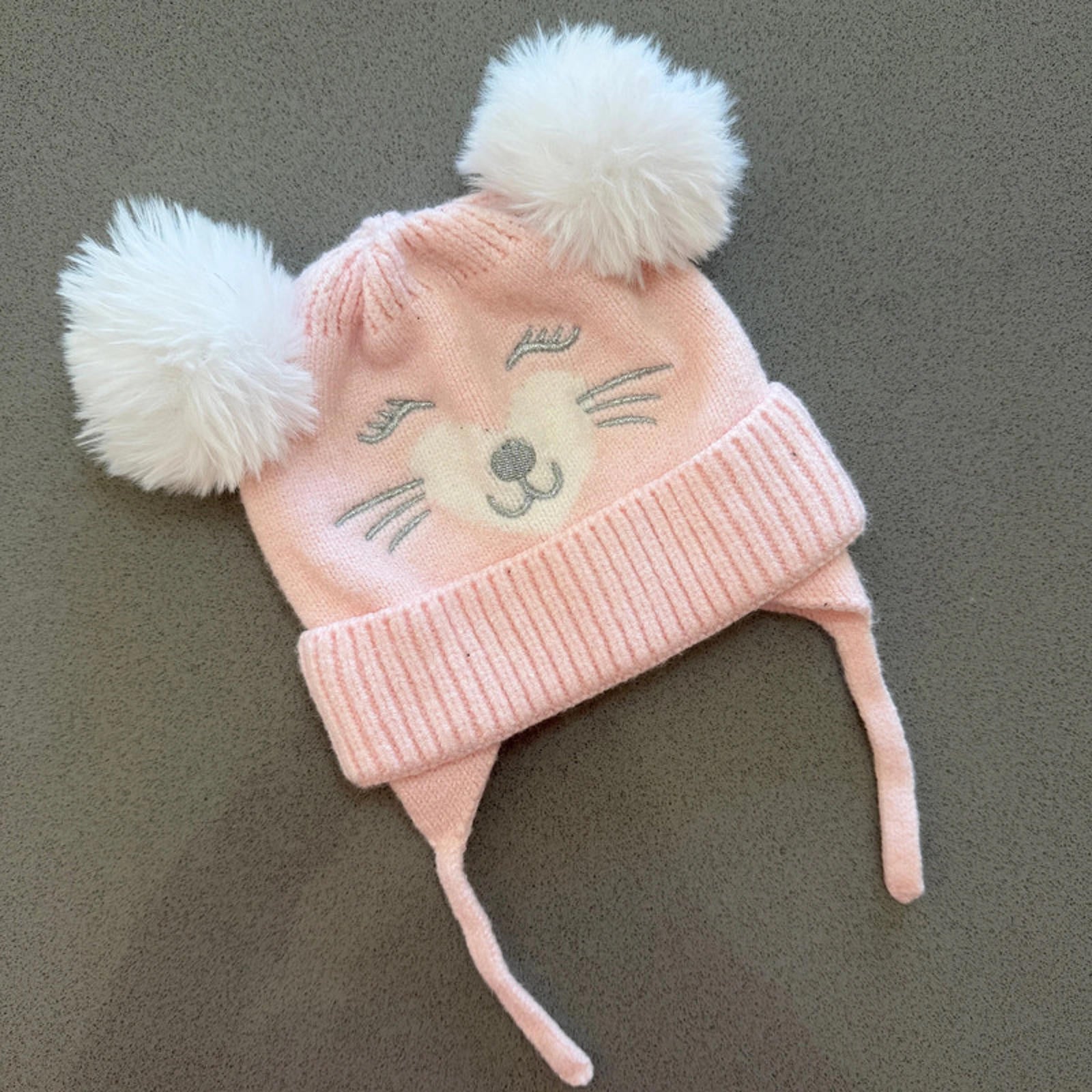 Baby Girl 0-6 months Pure Baby Pink Bobble Hat with Chin Tie (60 59)