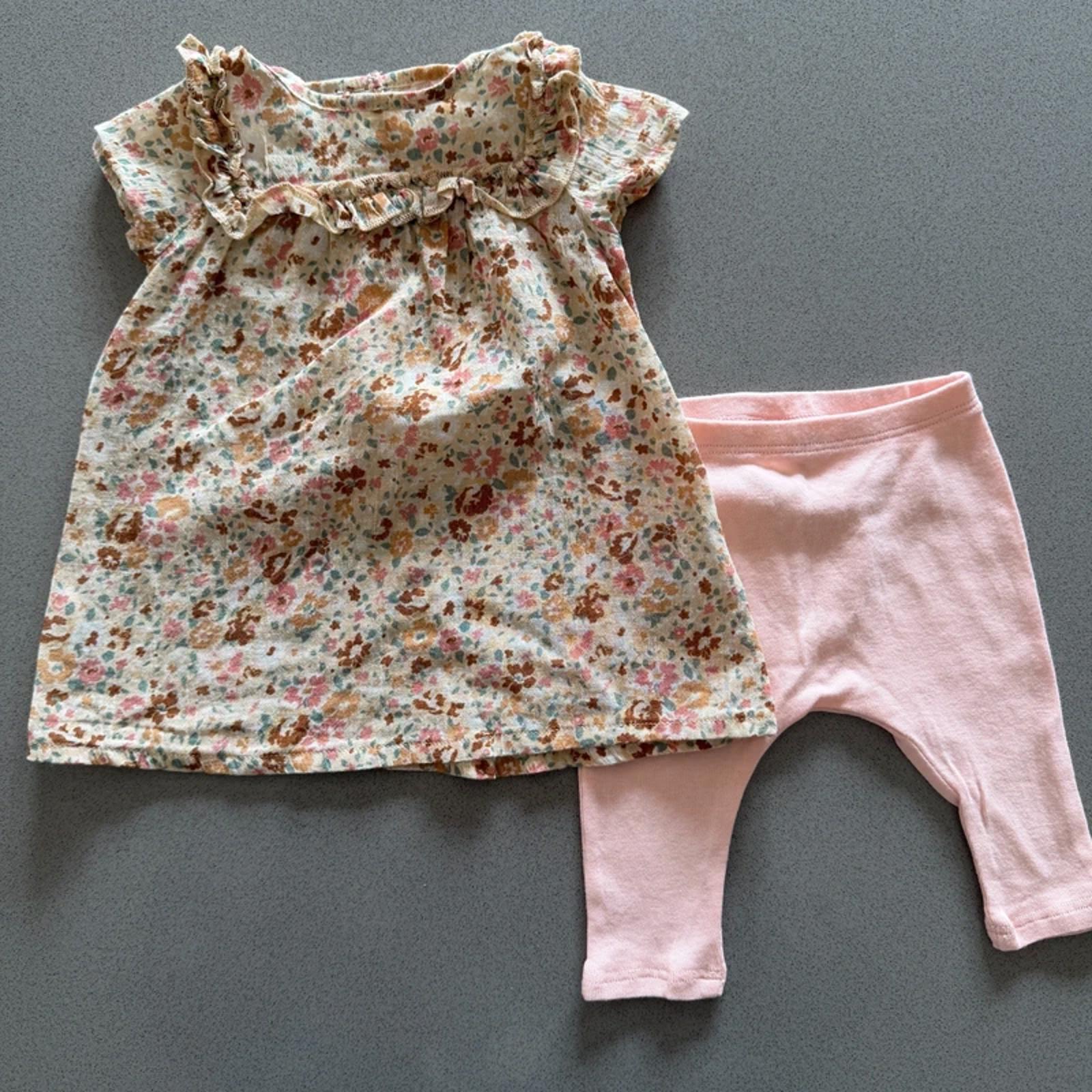 Baby Girl 0-3 months Next Sp 2 Piece Floral Dress & Leggings Outfit (44 04)