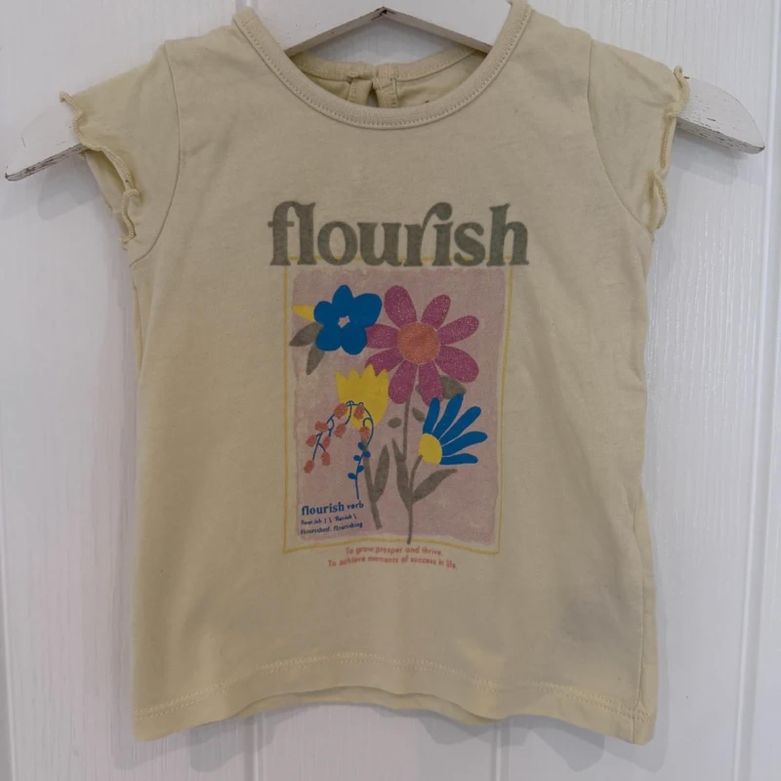 Baby Girl 3-6 months Primark Yellow Flourish Short Sleeve T-Shirt (40 21)