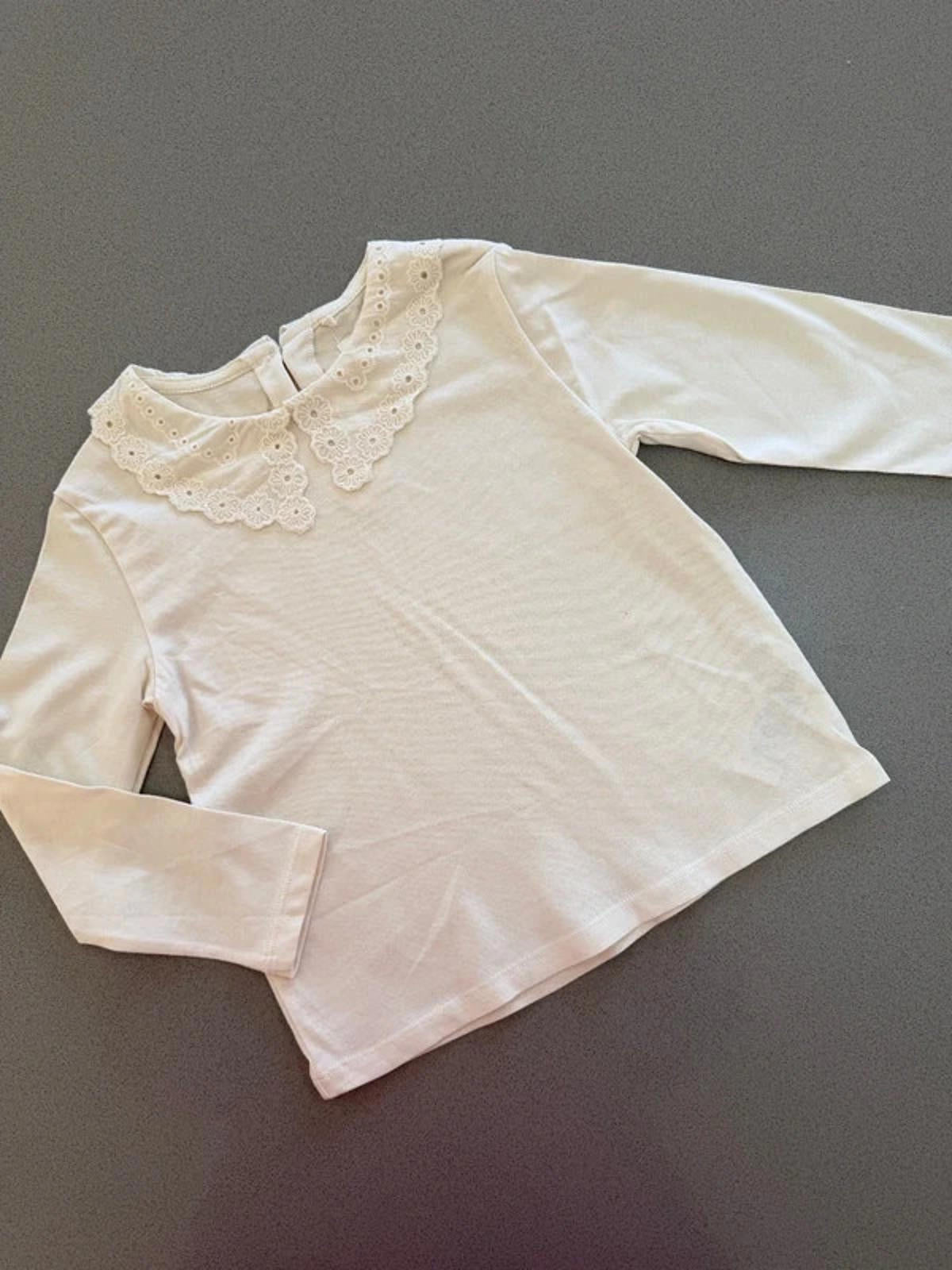 Girl age 3 years Ex Next Ivory Broderie Anglaise Collar Long Sleeve Top (19 01)
