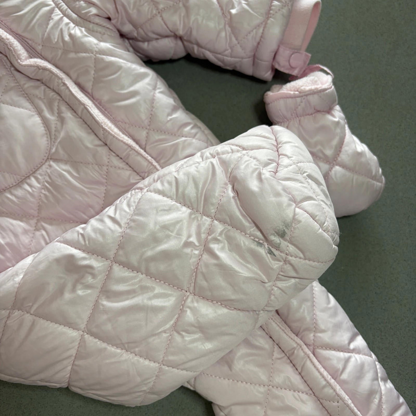 Baby Girl 6-9 Months Babaluno Pink Quilted Snowsuit  Detachable Mittens (16 20)