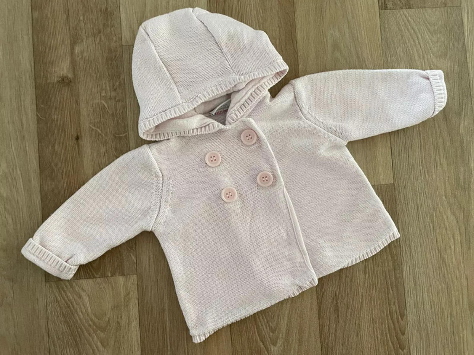 Baby Girl 0-3 months Mini Club Pink Knitted Hooded Cardigan Jacket (37 06)