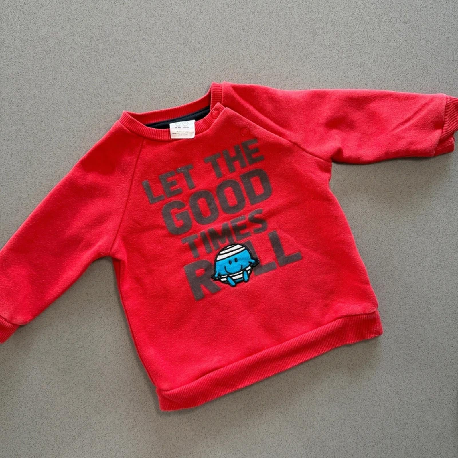 Baby Boy 0-3 months F&F Red Mr Bump Sweatshirt (48 22)