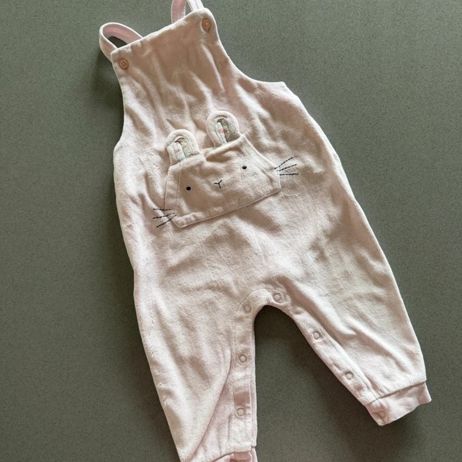 Baby Girl 9-12 months Next Pink Bunny Dungarees (47 08)