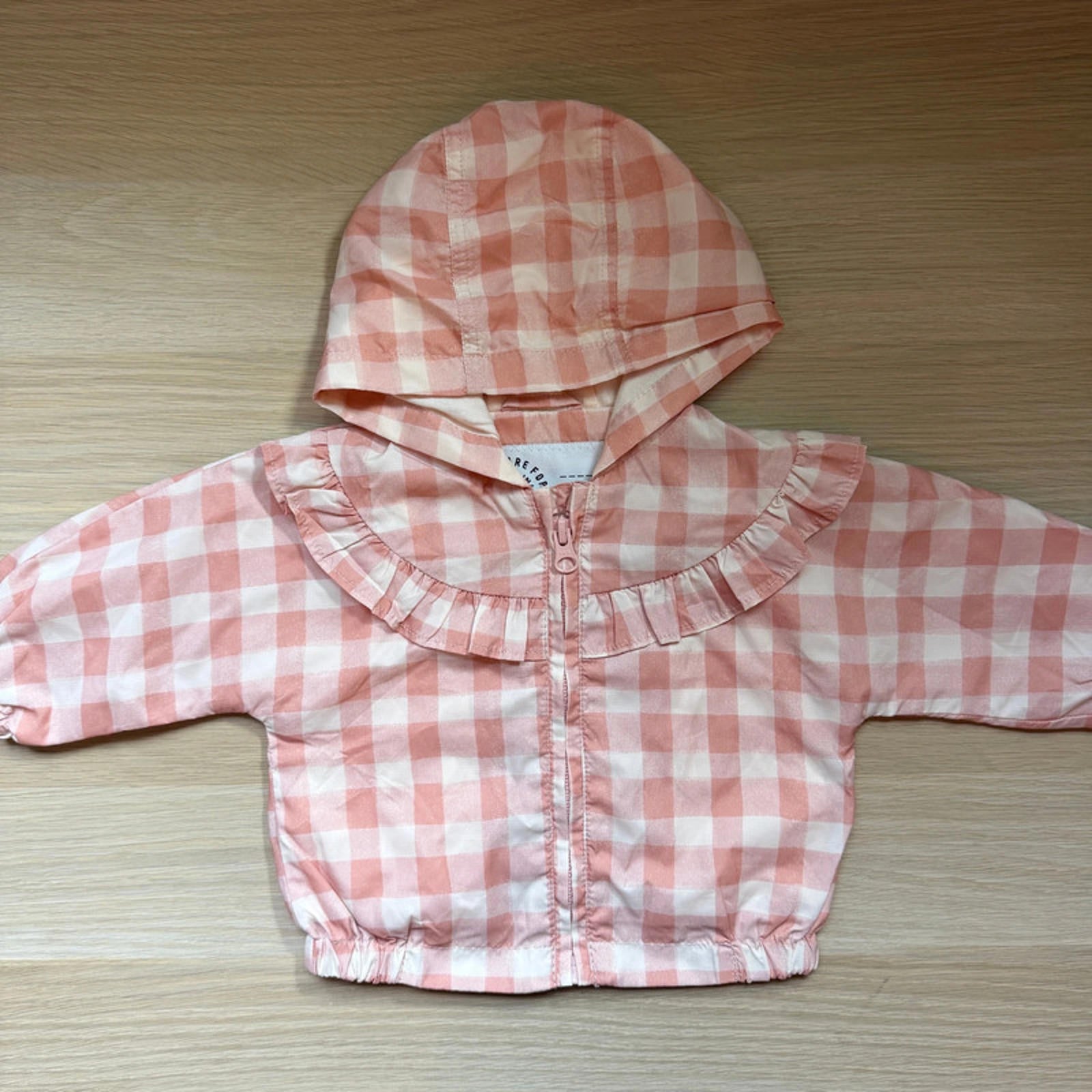 Baby Girl 0-3 months George Pink Checked Raincoat with Ruffles (17 03)