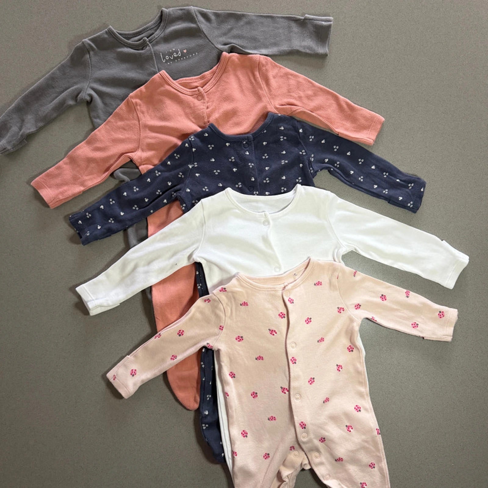 Baby Girl 0-3 months Primark George Bundle 5 Sleepsuits Babygrows (60 43)