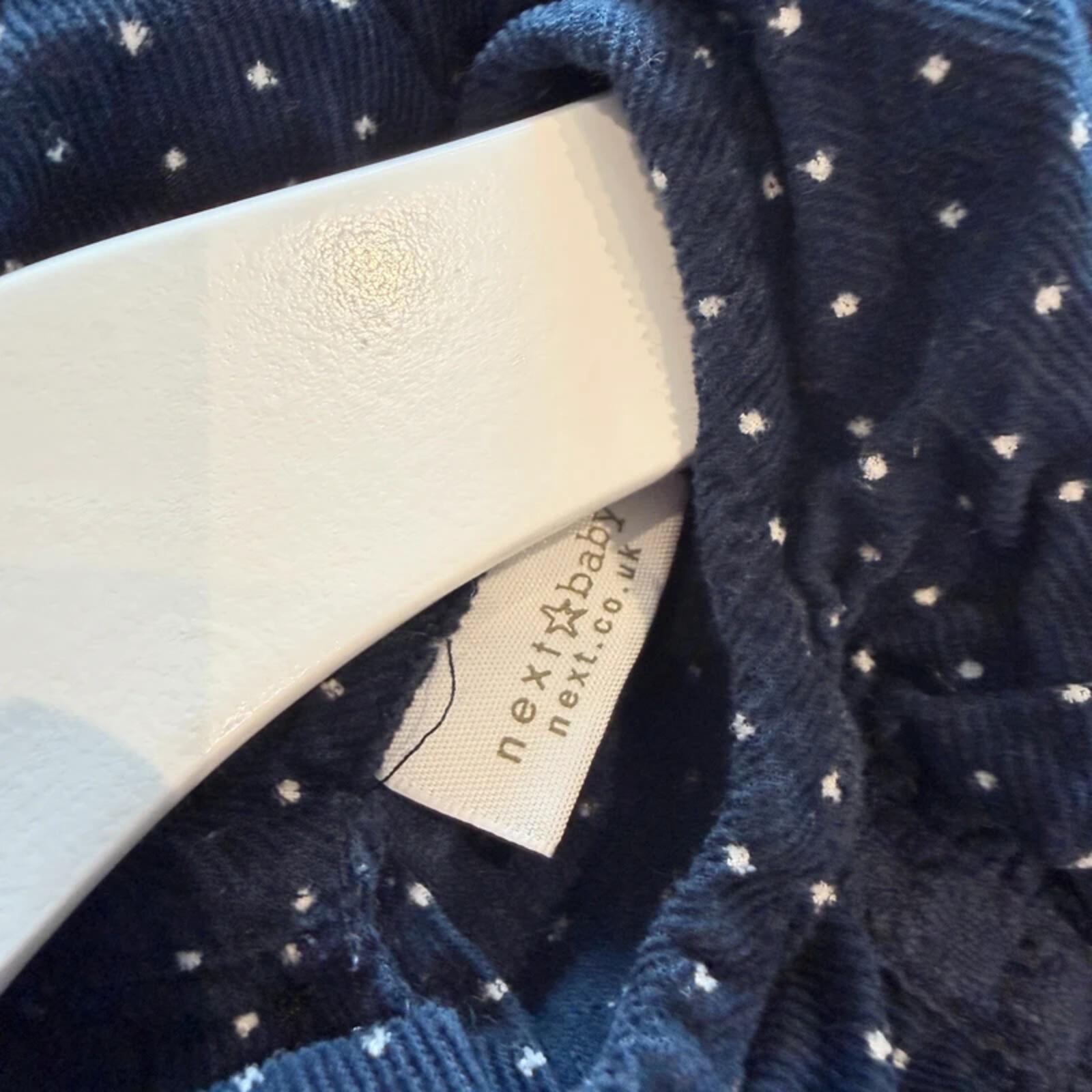 Baby Girl 6-9 months Next Navy Blue Spotty Needlecord Romper (25 06)