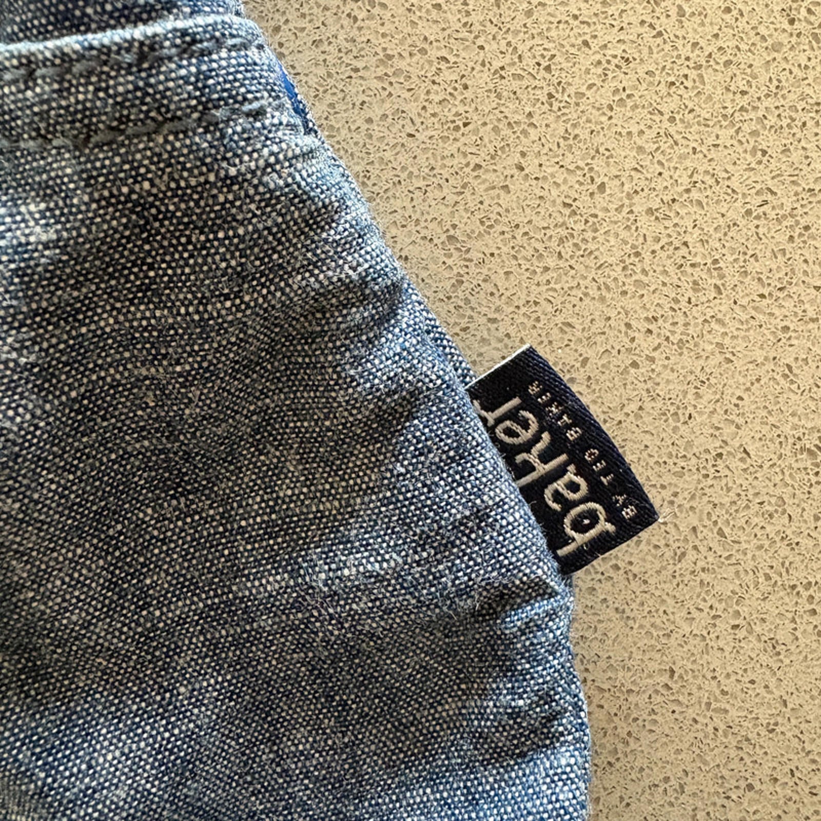 Baby Boy 0-3 months Ted Baker Blue Lined Chambray Denim Dungaree Set (51 04)