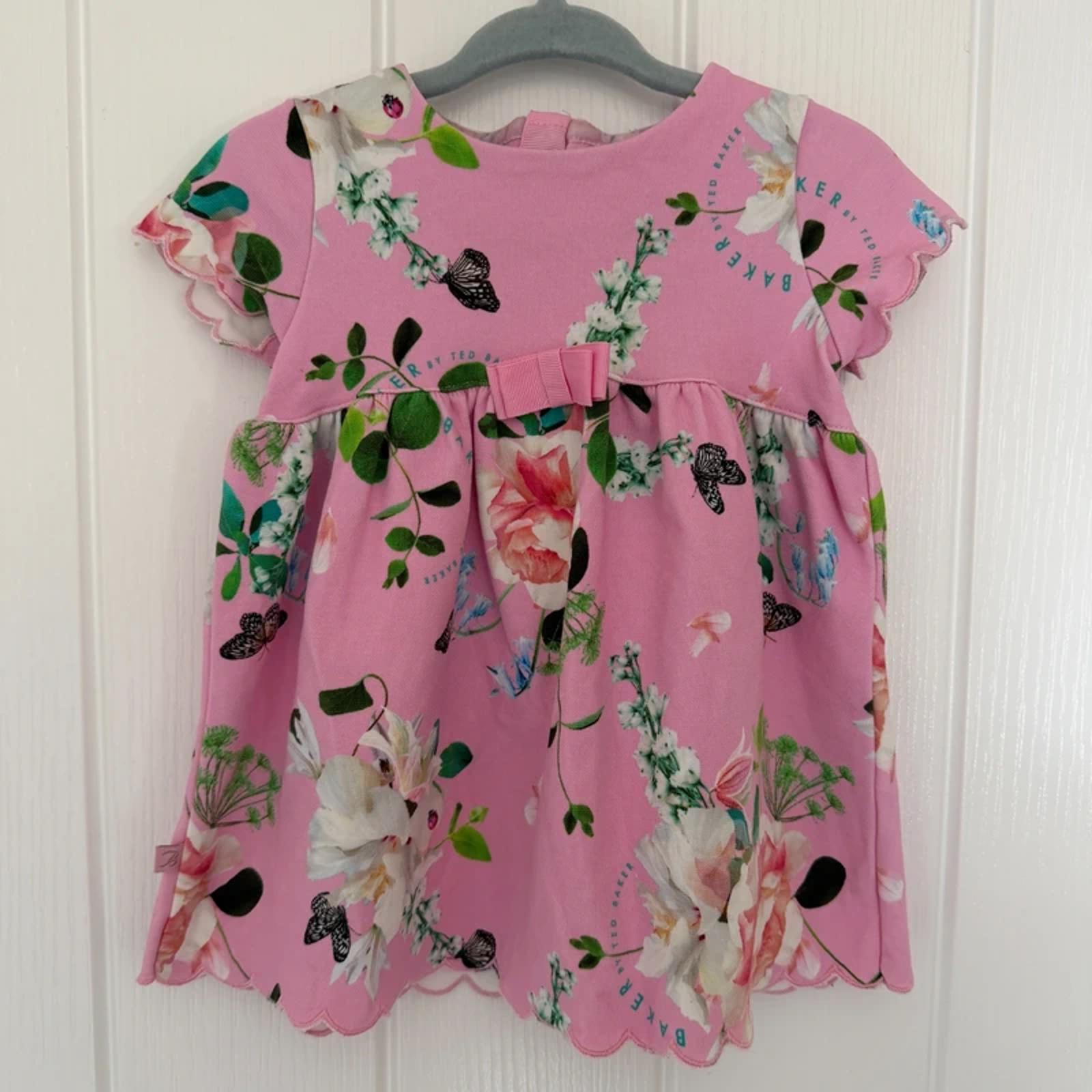 Baby Girl 3-6 months Ted Baker Pink Floral Short Sleeve Dress (42 30)